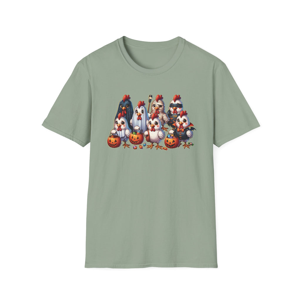 Halloween Chickens Trick or Treating Funny Spooky Season Tee, Unisex T-Shirt XS-5XL