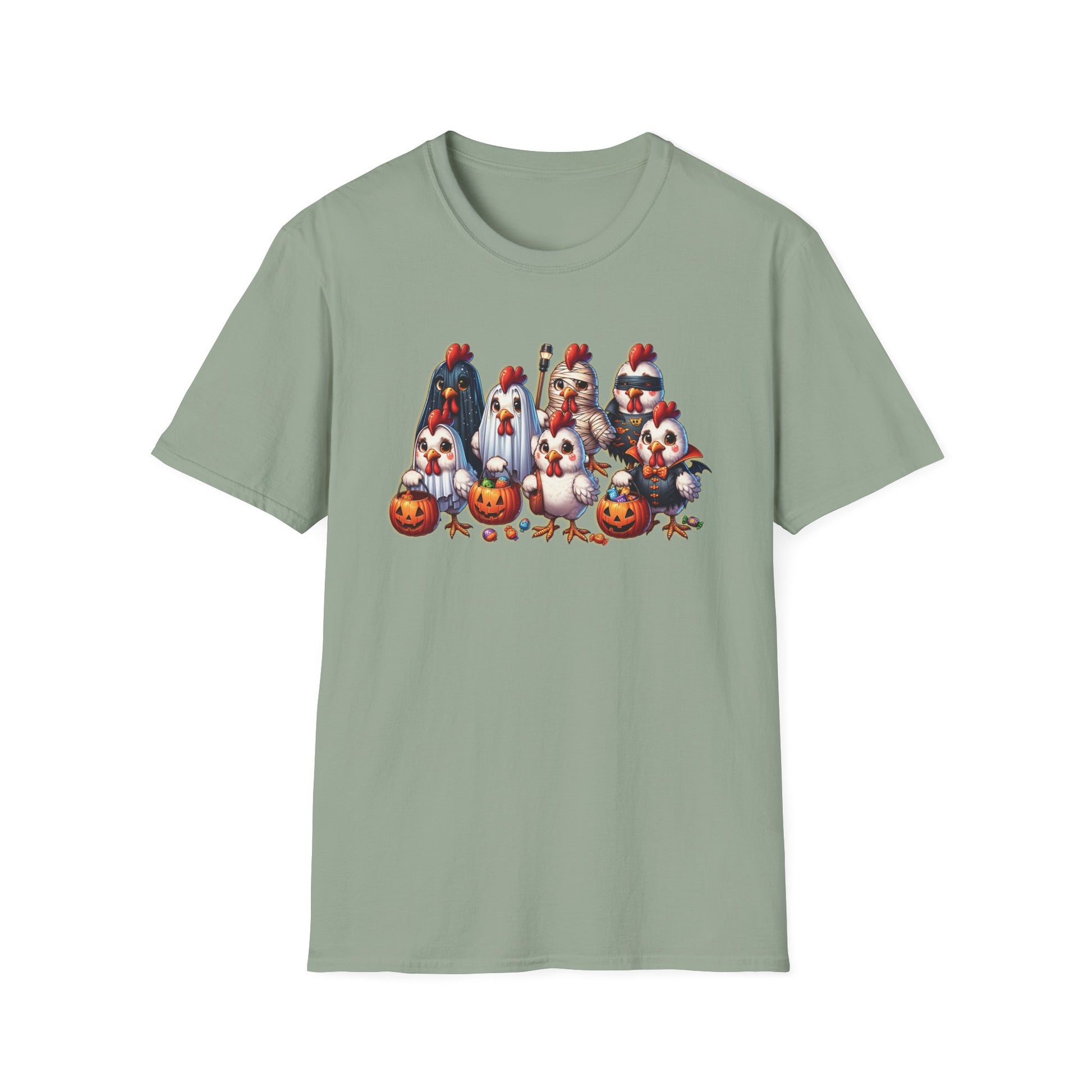 Halloween Chickens Trick or Treating Funny Spooky Season Tee, Unisex T-Shirt XS-5XL