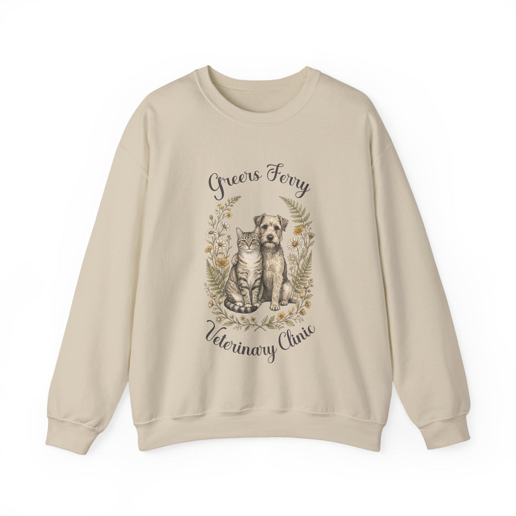 "Greers Ferry Veterinary Clinic" Cat & Dog Floral Sweatshirt 1