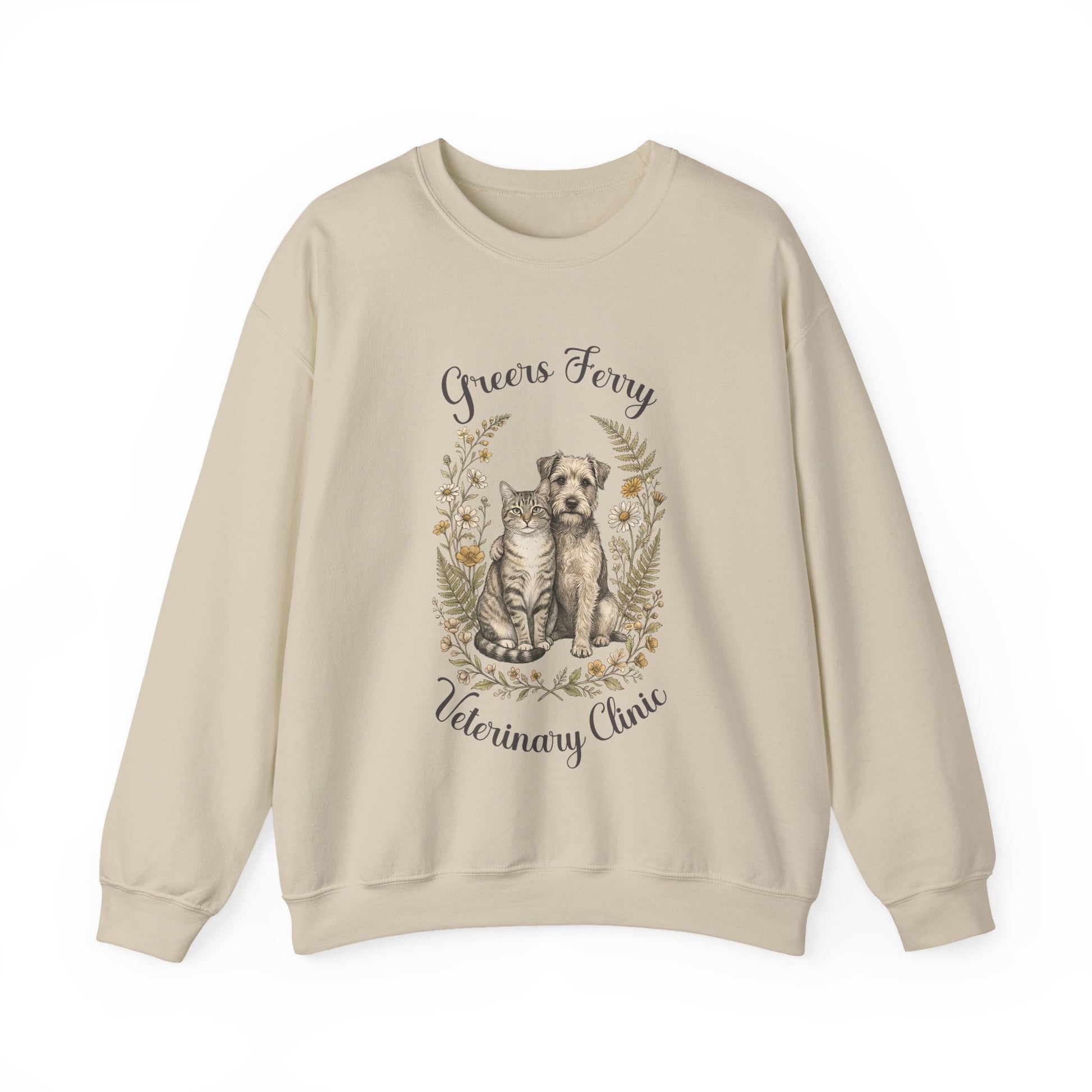 "Greers Ferry Veterinary Clinic" Cat & Dog Floral Sweatshirt 1
