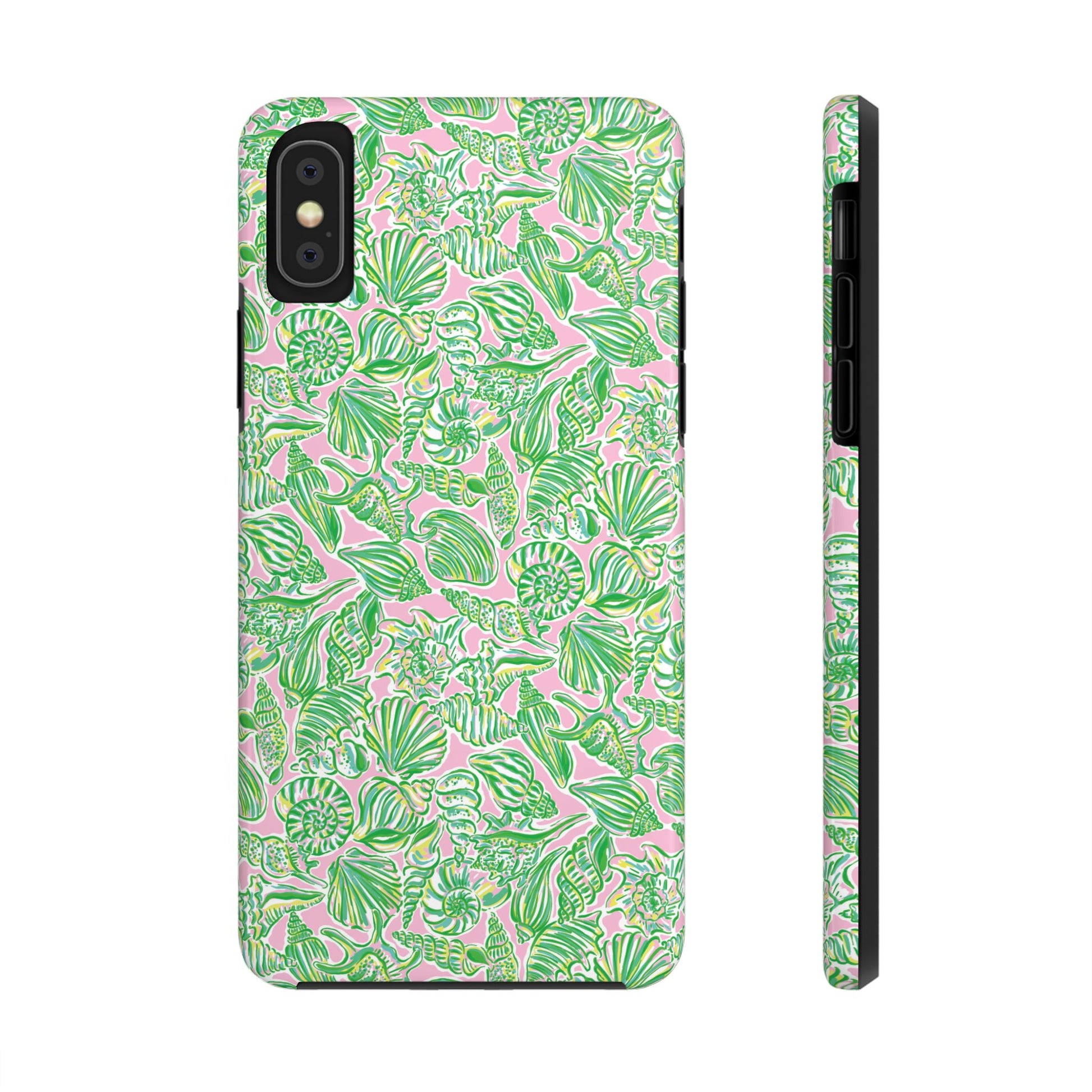 Preppy Sea Shells Pink Green Beachy Phone Case