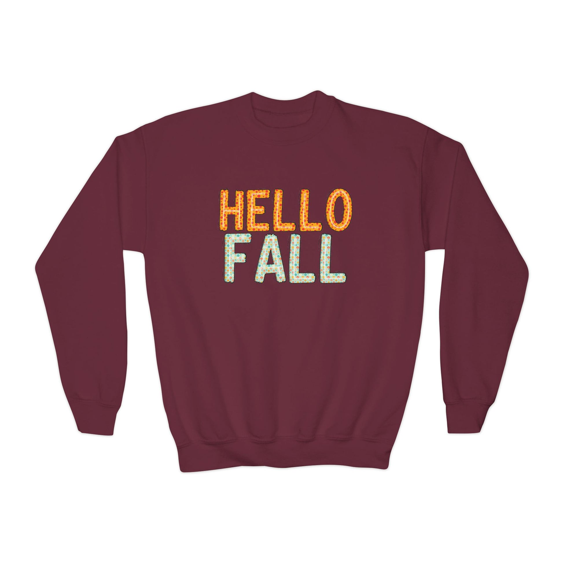 Youth Hello Fall Cute Autumn T-Shirt - Holiday or Seasonal Design XS-5X