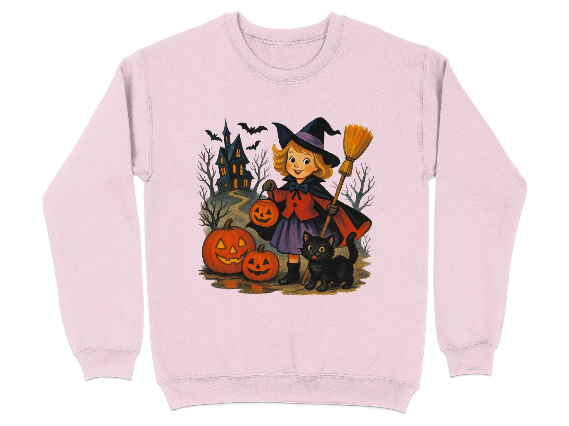Halloween Witch Cat and Pumpkins Sweatshirt product