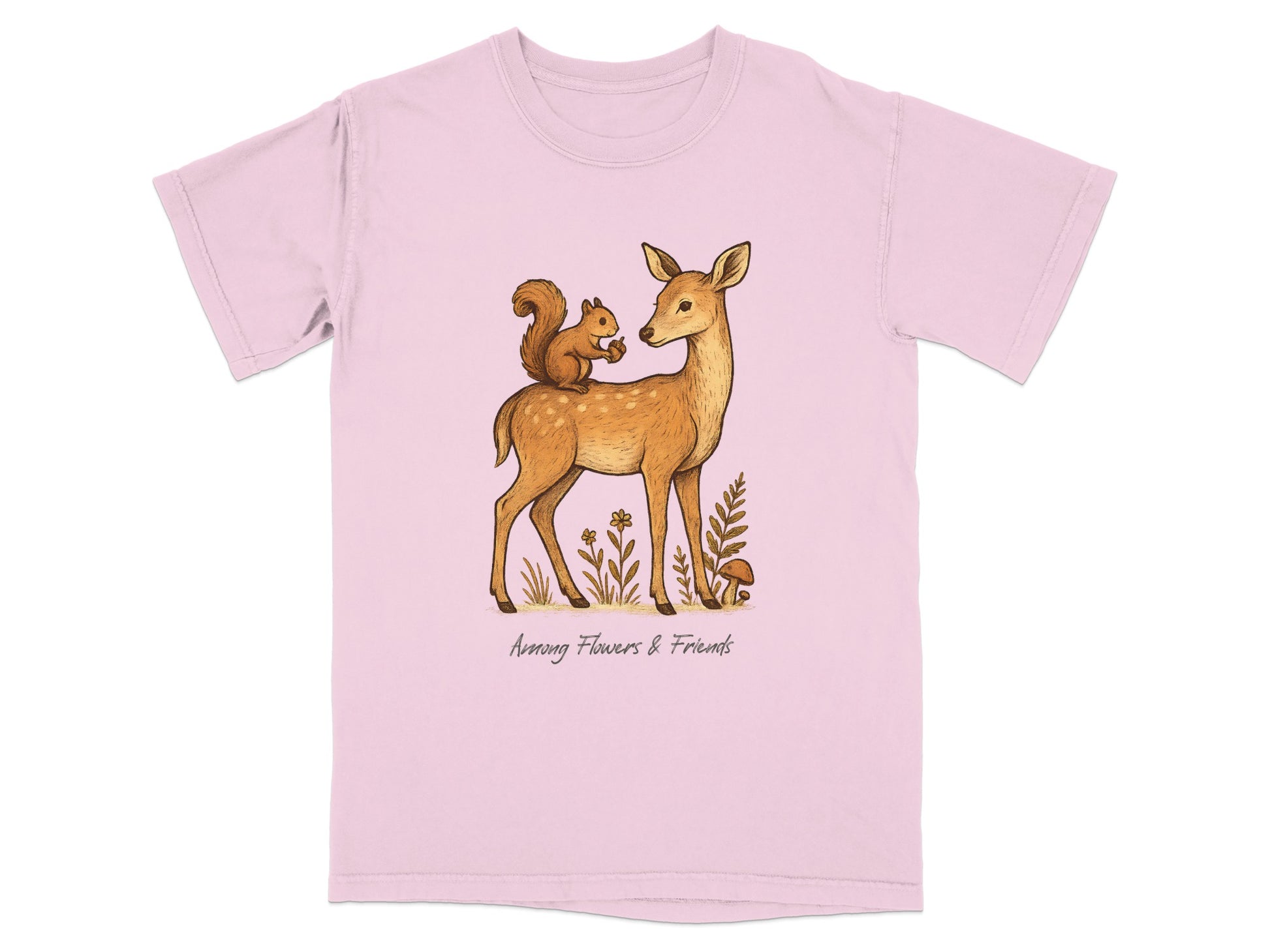 Adorable Deer and Squirrel Design T-Shirt product type