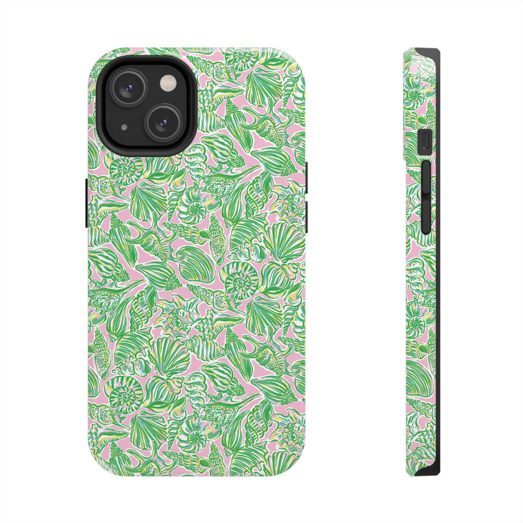 Preppy Sea Shells Pink Green Beachy Phone Case