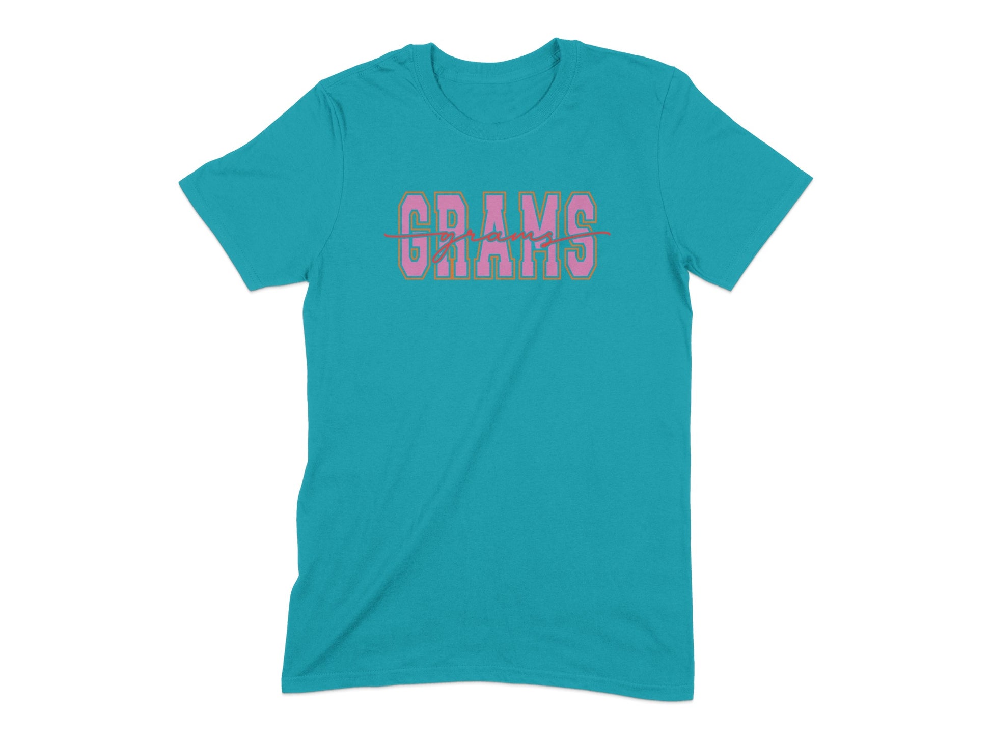 Unique Turquoise T-Shirt with Grams Design product type