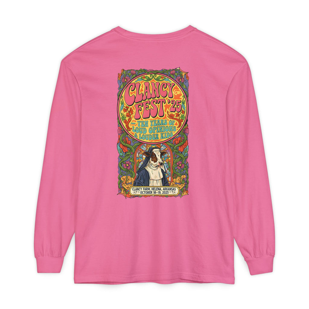 Adult Clancy Fest Long Sleeve Comfort Colors T-Shirt, Unisex Oversized