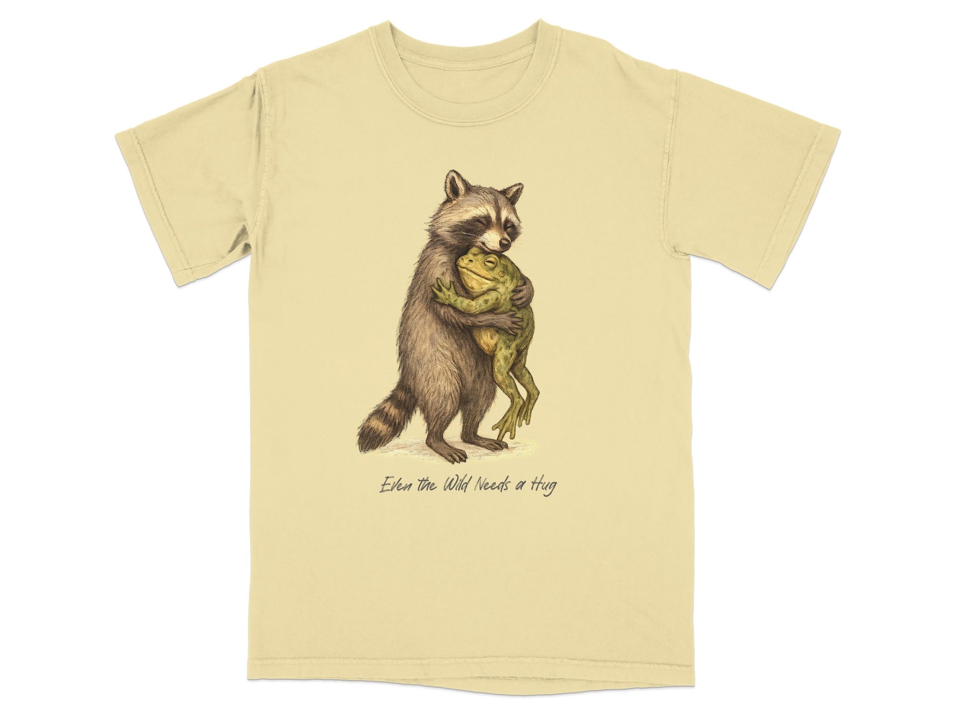 Raccoon and Frog Embroidery Graphic Tee Shirt product type