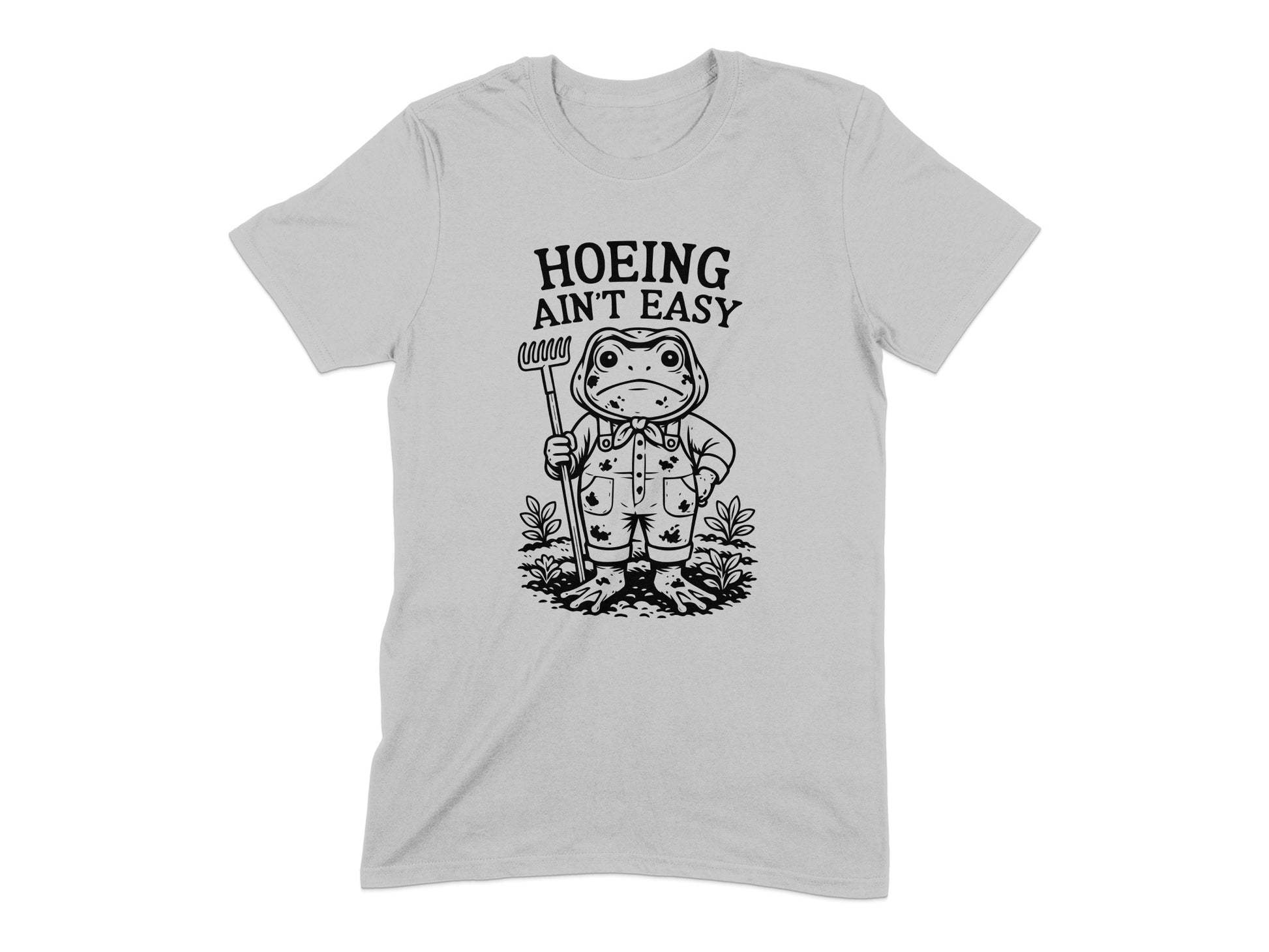 Hoeing Ain't Easy Frog with Rake Graphic Shirt product type