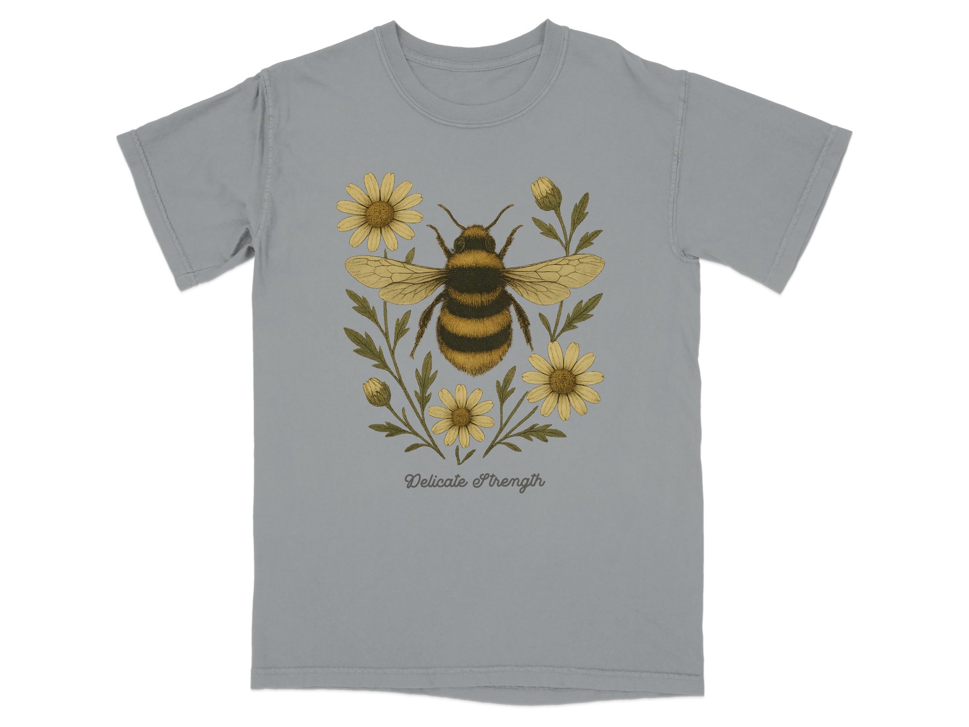 Delicate and Strength Bee and Floral Graphic T-Shirt product
