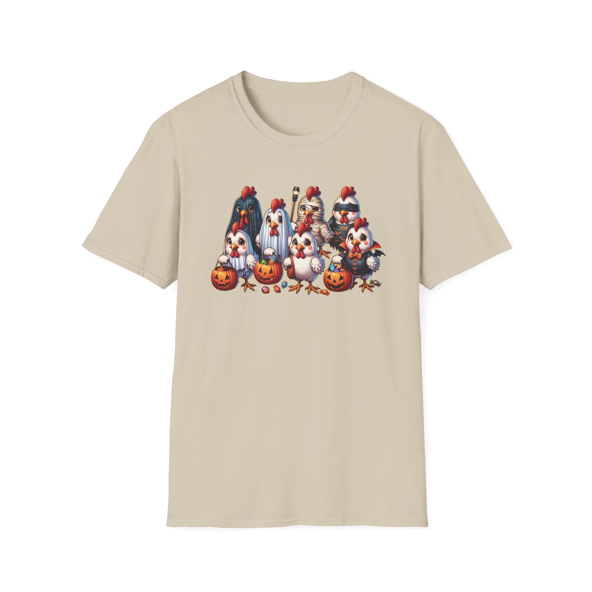 Halloween Chickens Trick or Treating Funny Spooky Season Tee, Unisex T-Shirt XS-5XL
