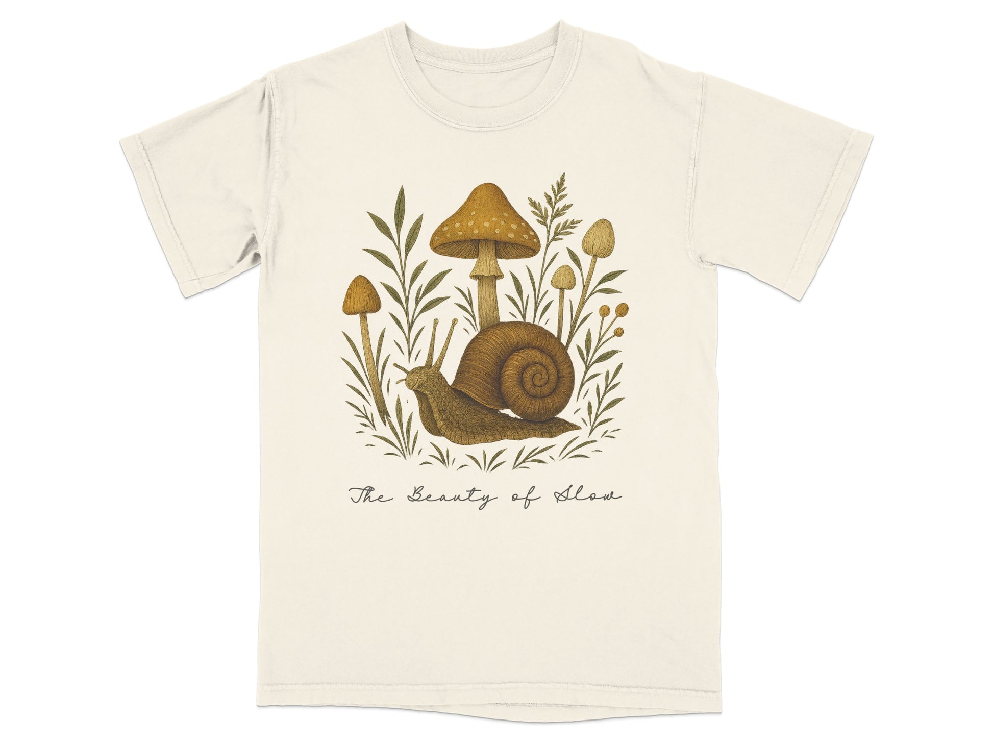 The Beauty of Ideas Snail Mushroom Art T-Shirt product type