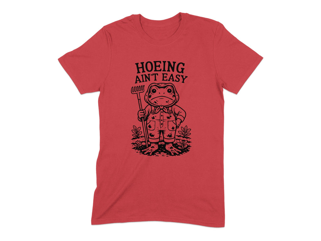 Hoeing Ain't Easy Frog Cartoon Graphic T-shirt product