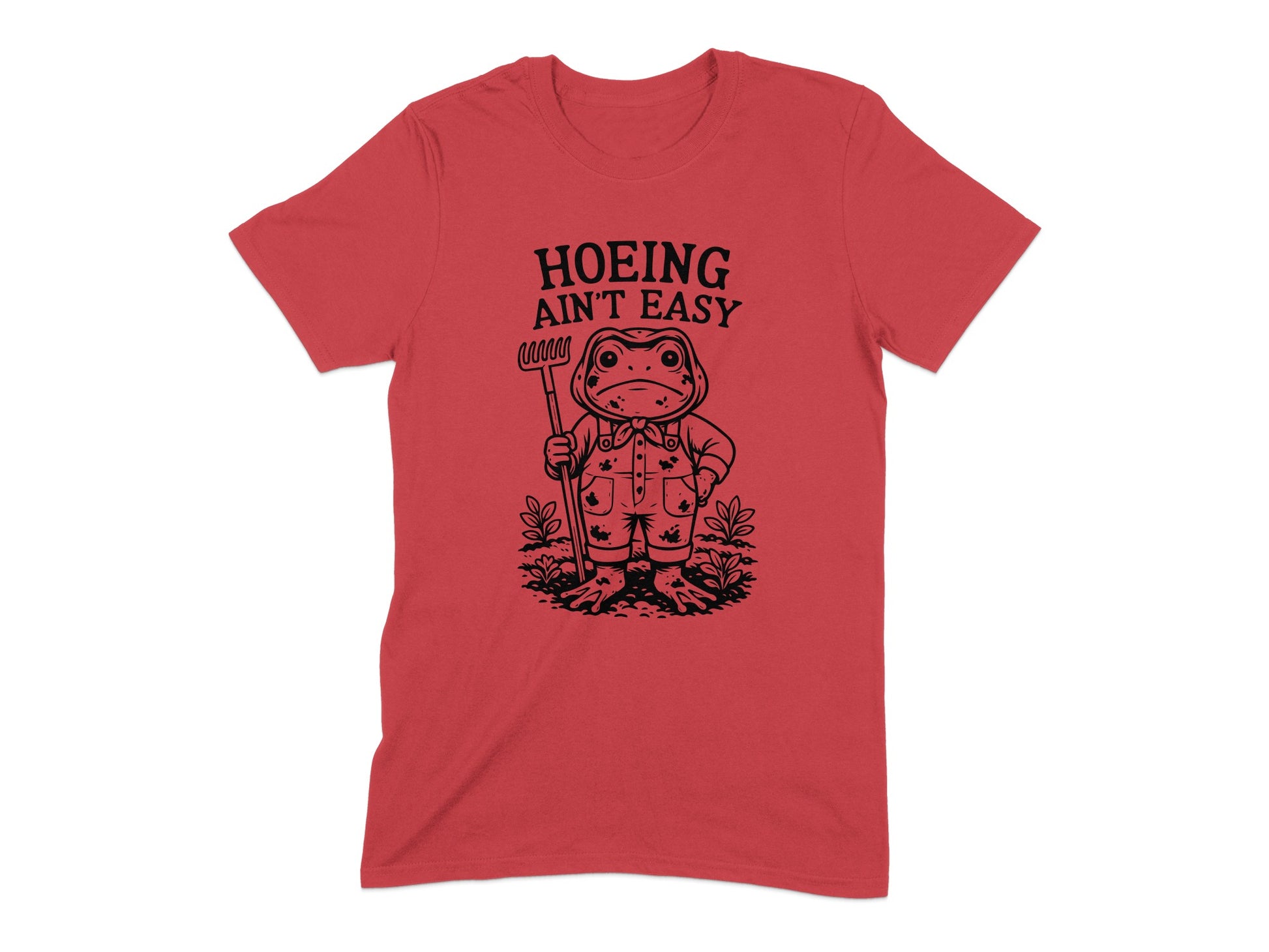 Hoeing Ain't Easy Frog Cartoon Graphic T-shirt product