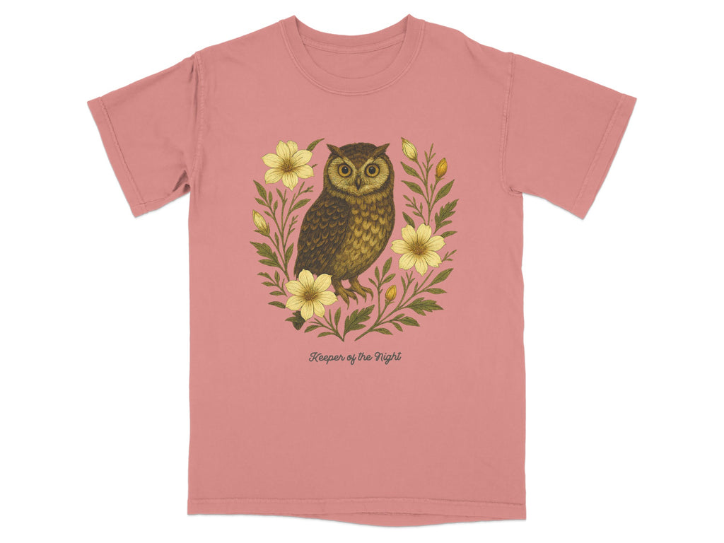 Owl Graphic Tee with Unique Floral Design product