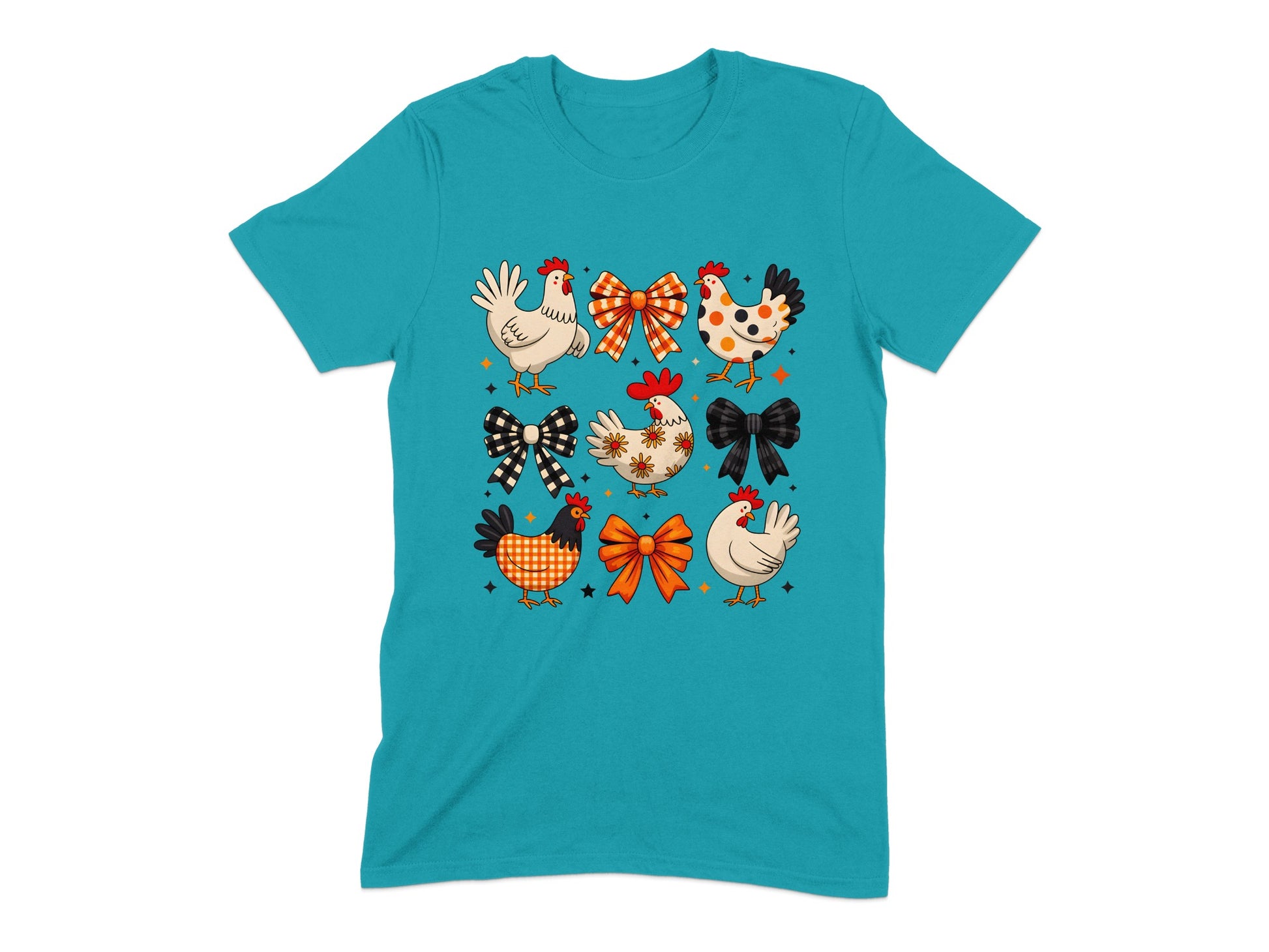 Cute Cartoon Chicken and Bows Graphic Tee product