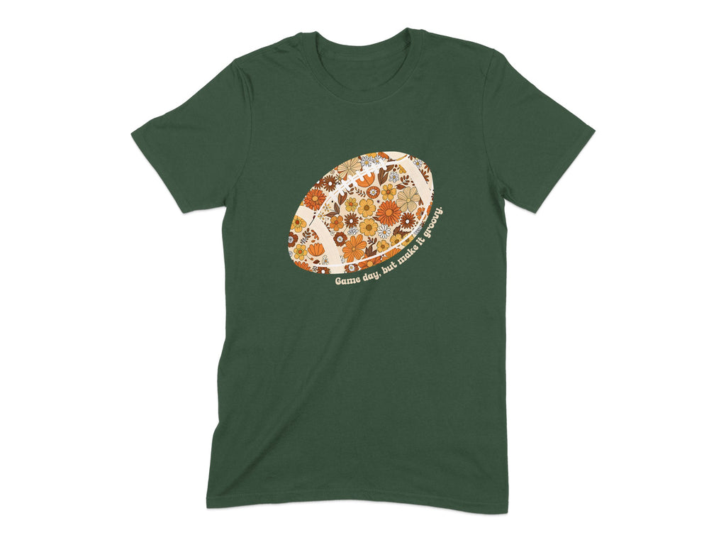 Retro Floral Football Design Graphic T Shirt product type