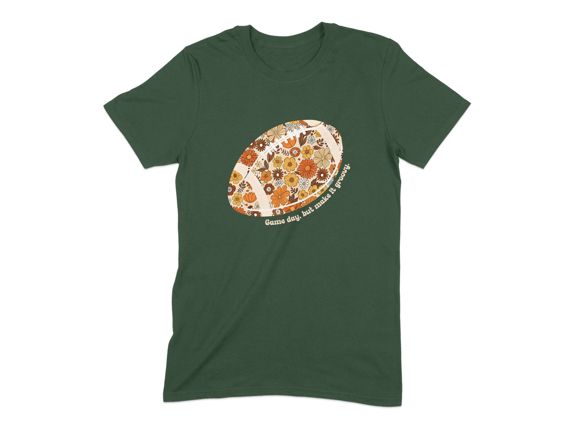Retro Floral Football Design Graphic T Shirt product type