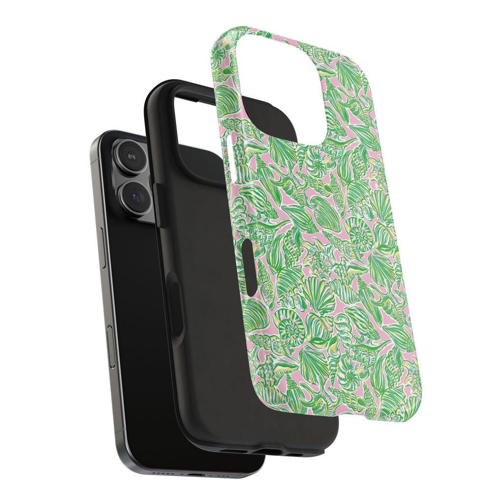 Preppy Sea Shells Pink Green Beachy Phone Case
