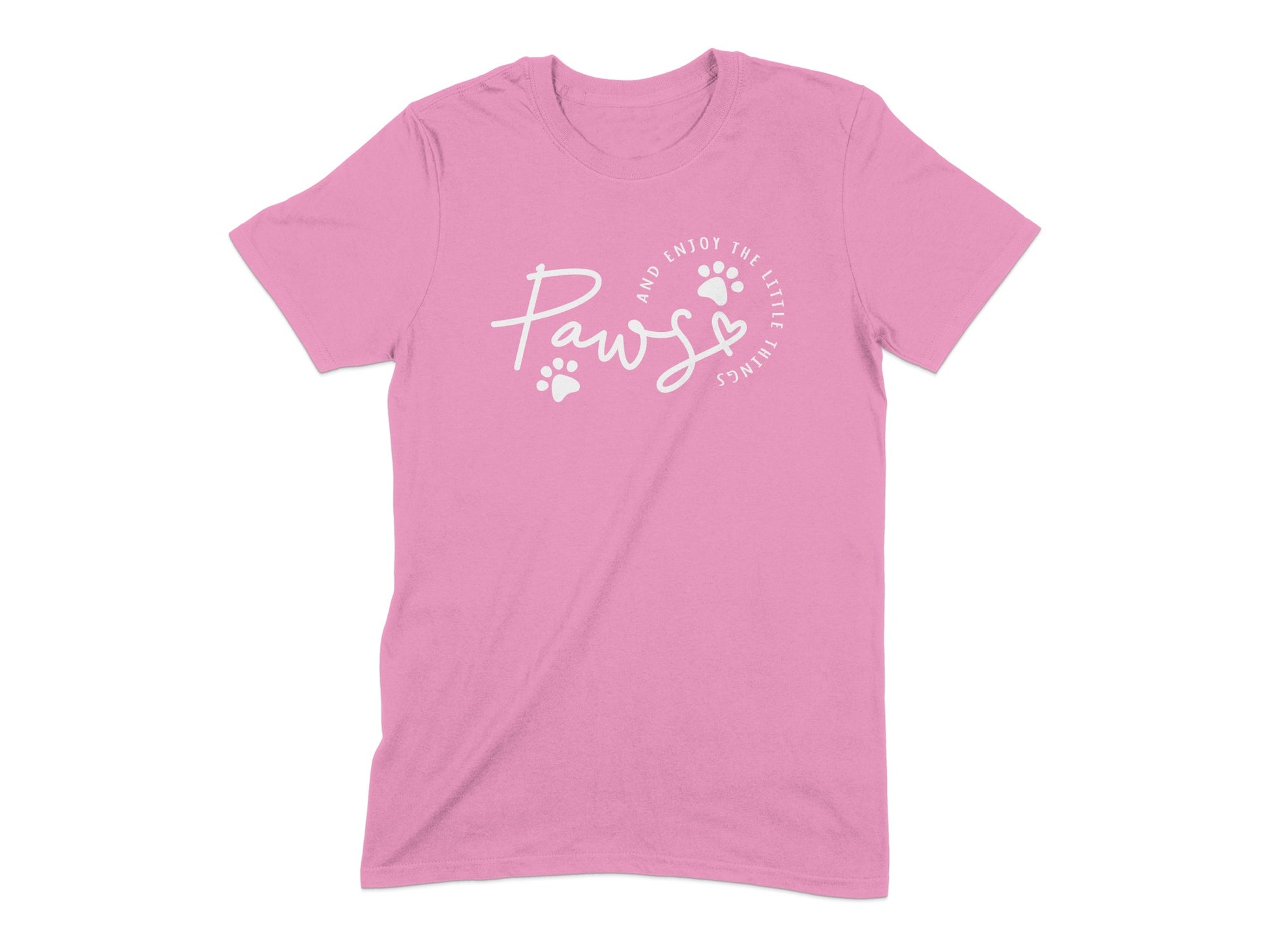 Paws and enjoy the little things pink graphic tee product type