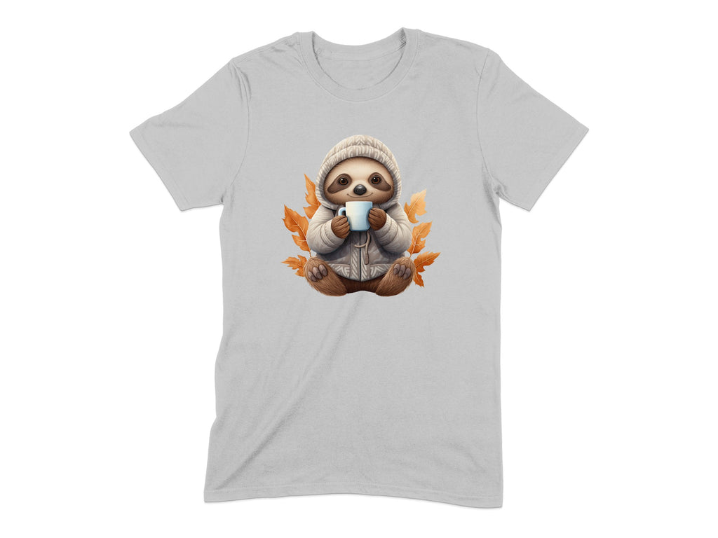 Cozy Sloth Drinking Tea Fall Leaves T-shirt product type
