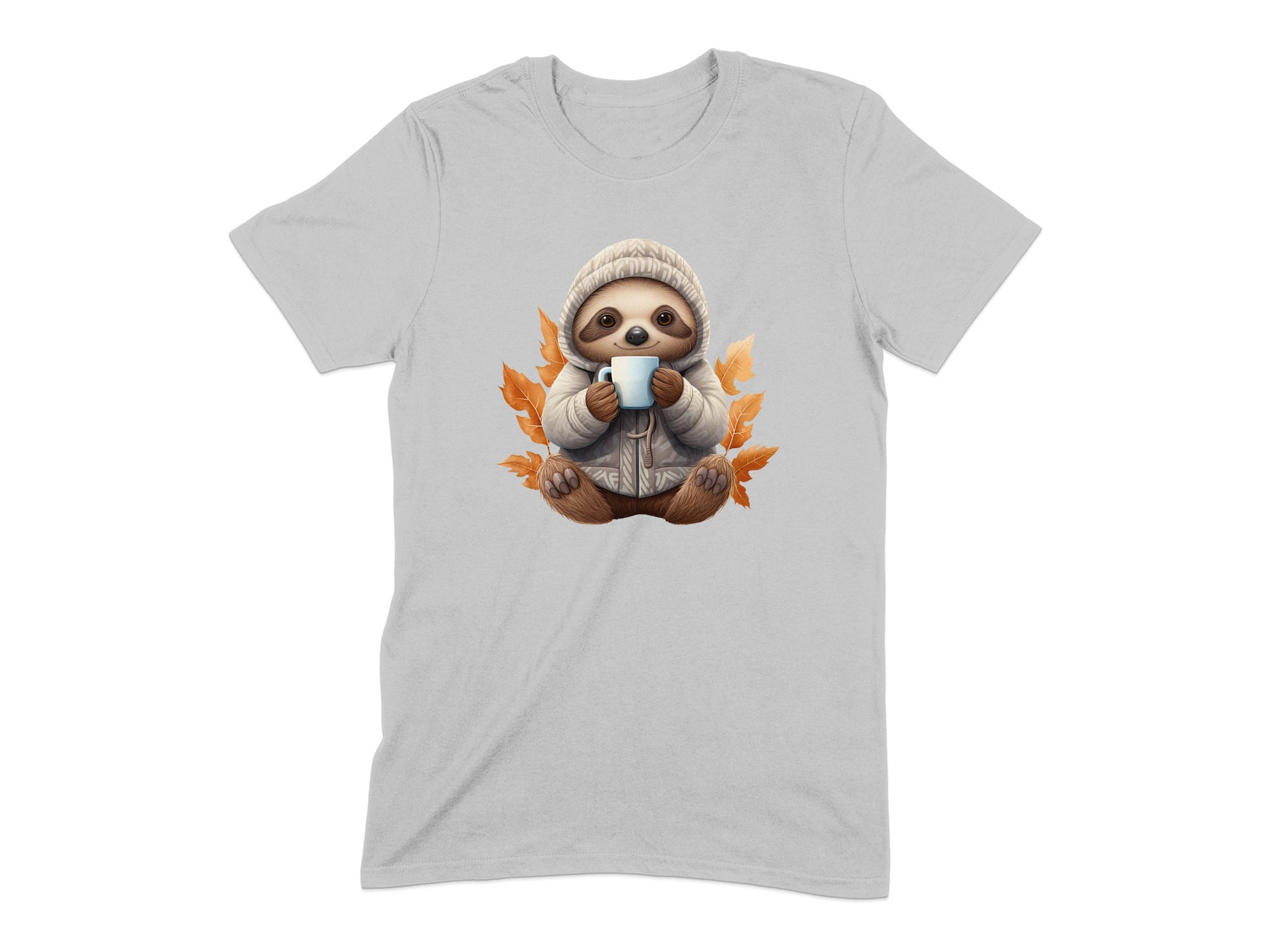 Cozy Sloth Drinking Tea Fall Leaves T-shirt product type