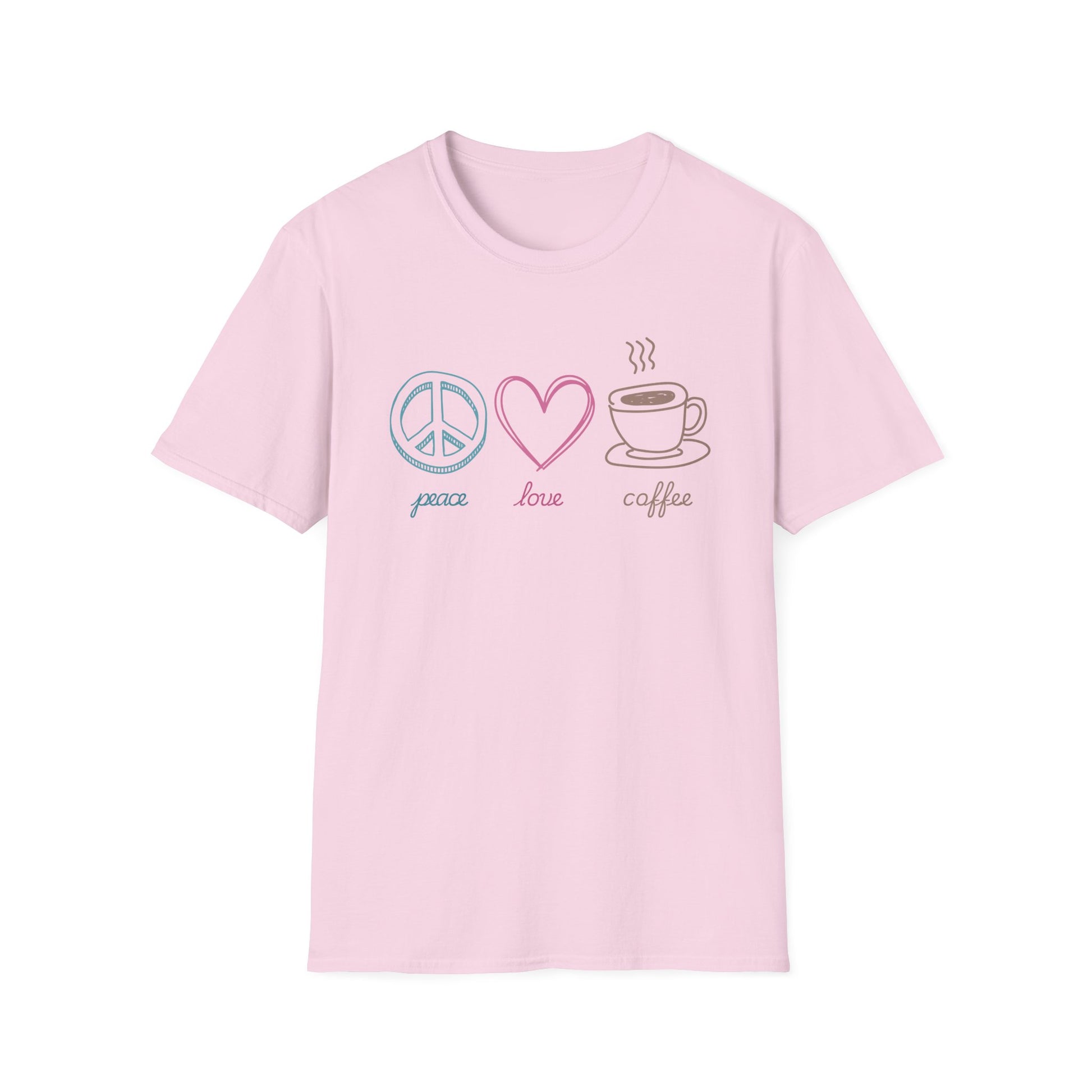 Coffee T-Shirt, Peace Love Coffee Graphic, Unisex Coffee Tee, XS-5X