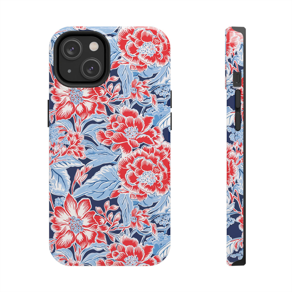 Preppy Red and Blue Floral Phone Case