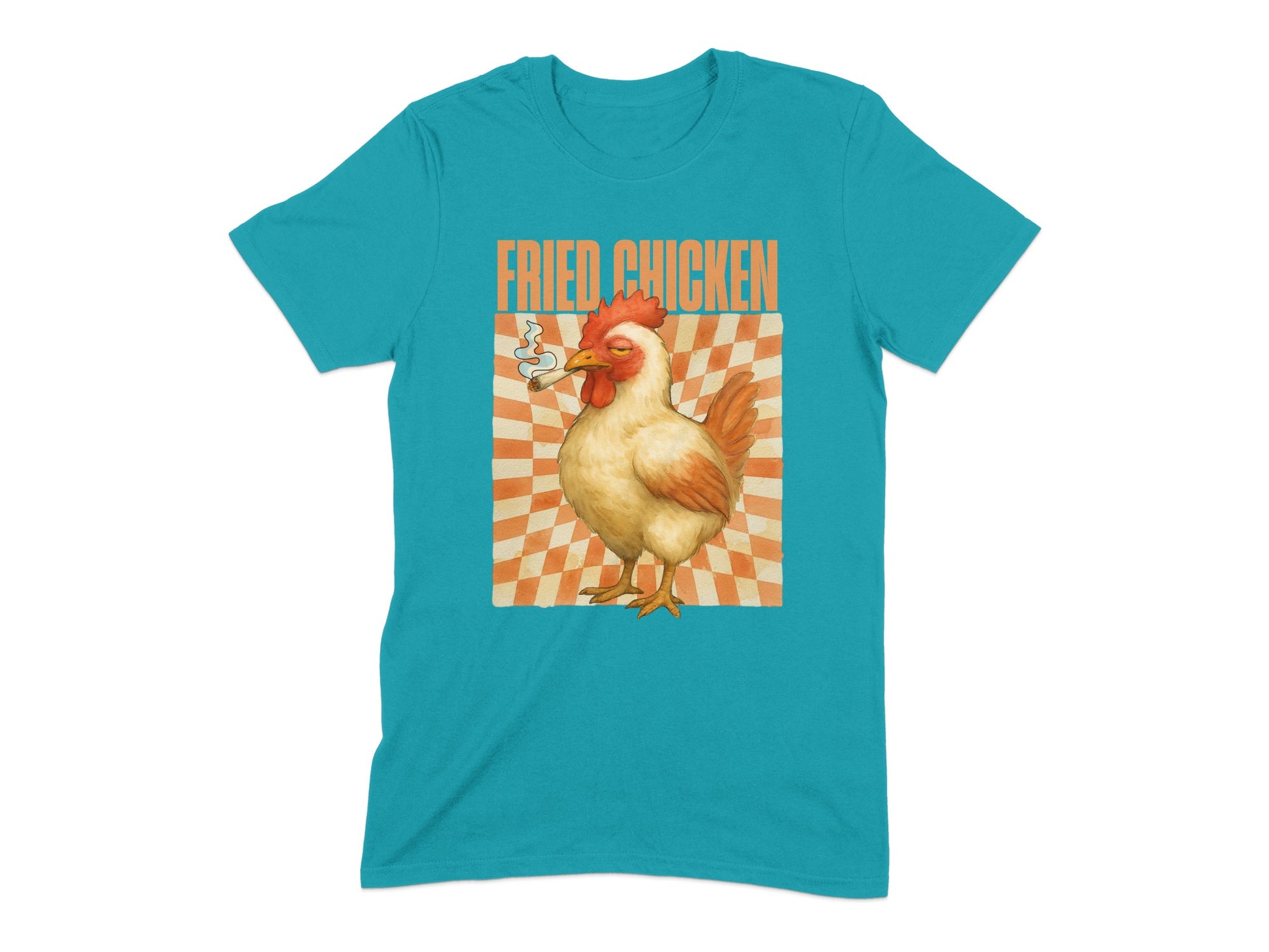 Fried Chicken Graphic Humor Teal T-Shirt product type