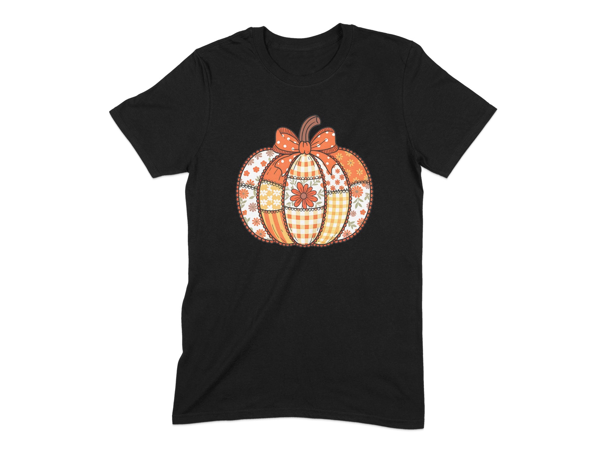 Autumn Patchwork Pumpkin Graphic T-shirt product type
