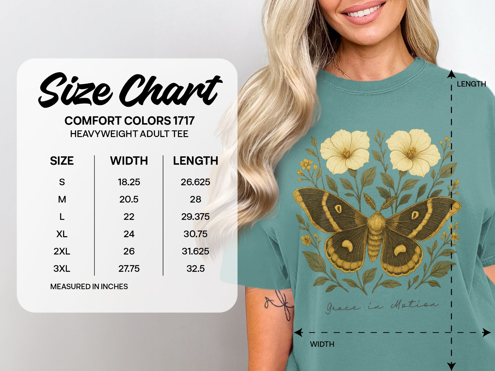 Butterfly and Floral Graphic Heavyweight Adult Tee product