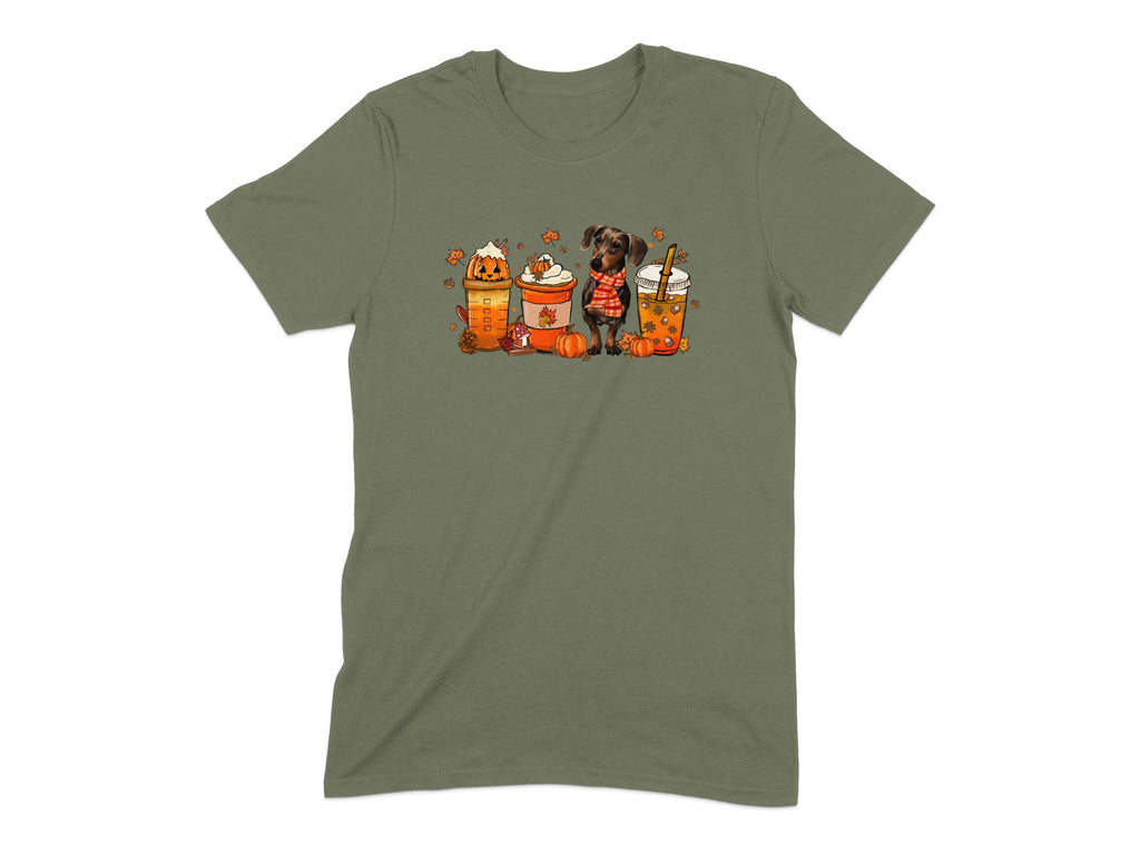 Fall Themed Dog with Pumpkins and Snacks T-shirt product type