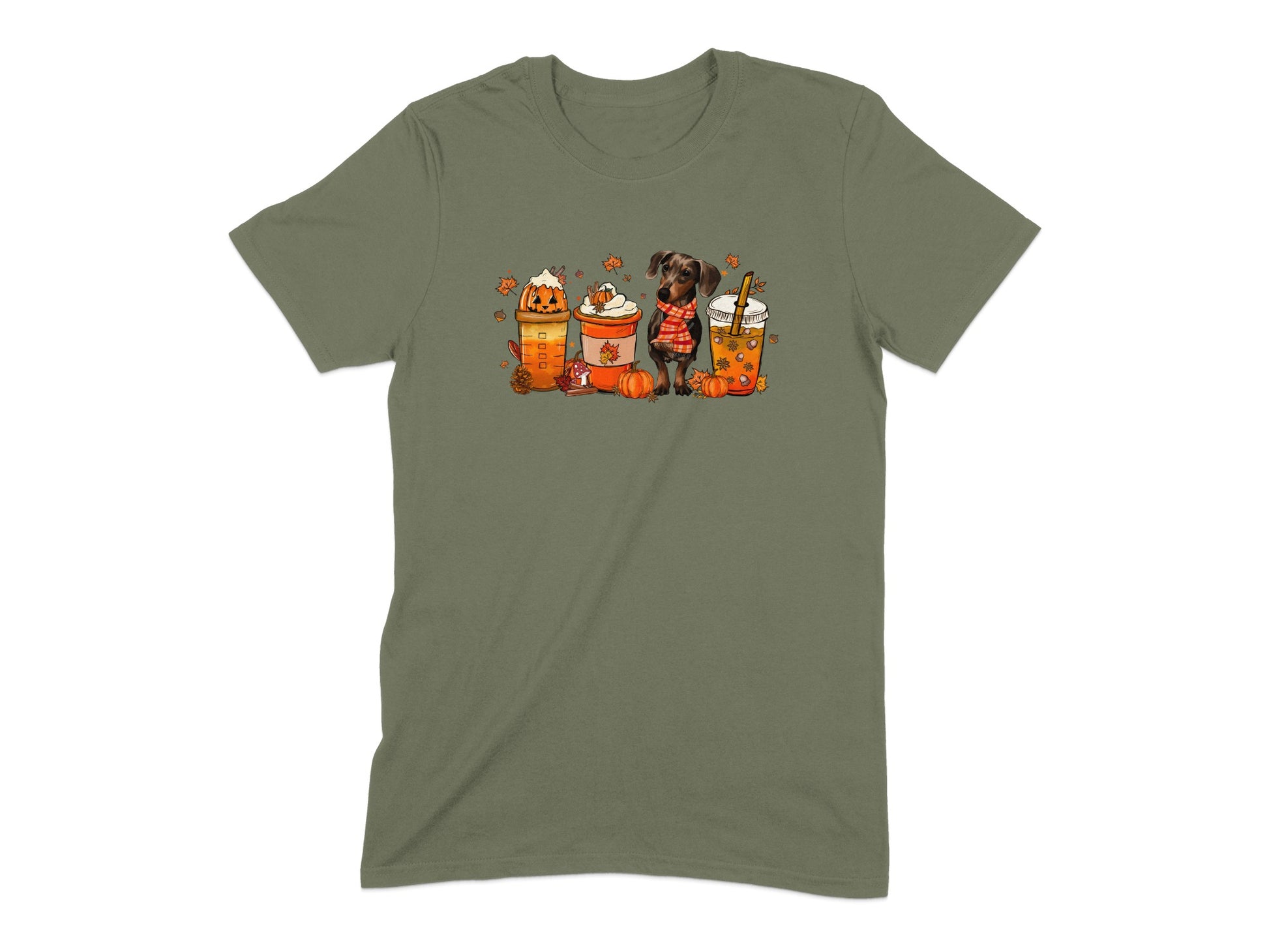 Fall Themed Dog with Pumpkins and Snacks T-shirt product type