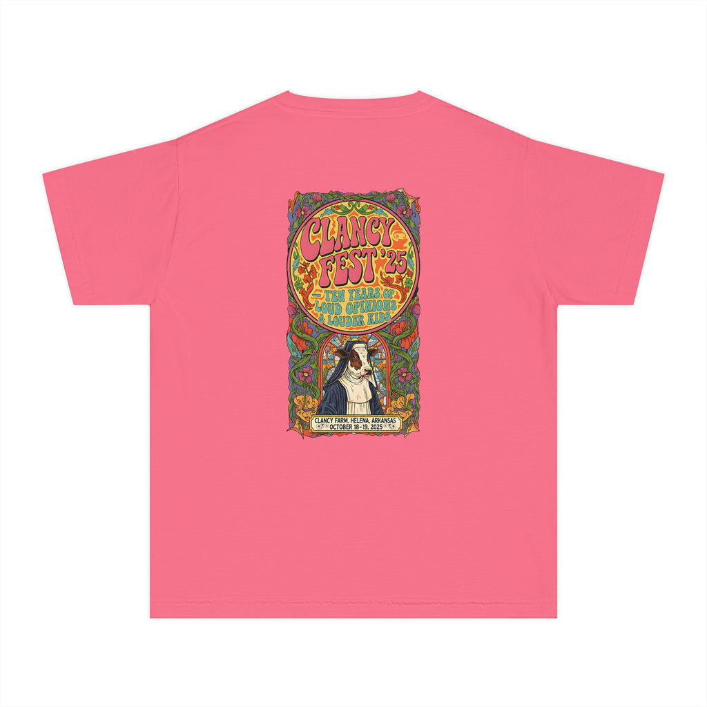 Custom ClancyFest 25 Youth Mid-Weight 100% Cotton Comfort Colors Tee, Kids XS-XL