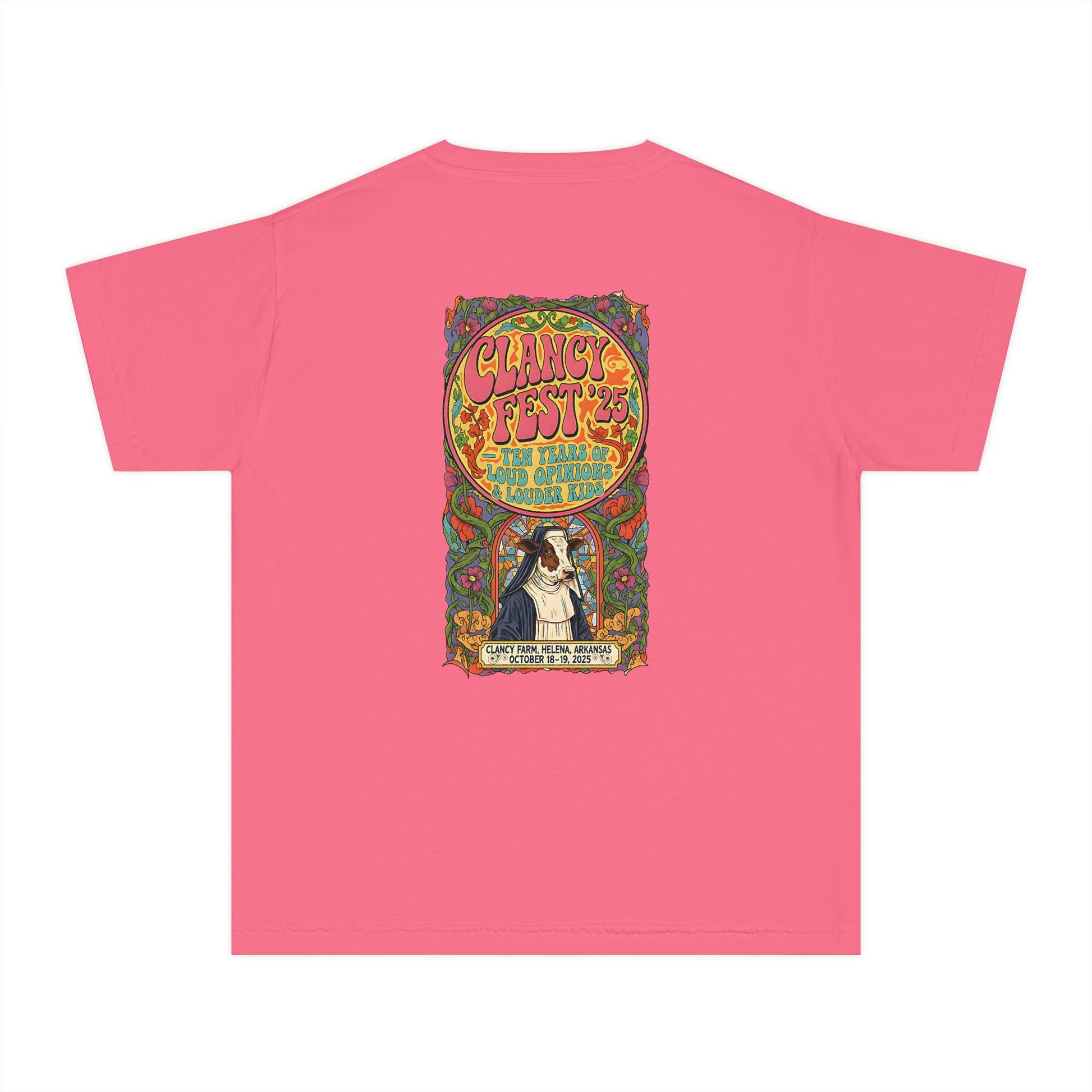Custom ClancyFest 25 Youth Mid-Weight 100% Cotton Comfort Colors Tee, Kids XS-XL
