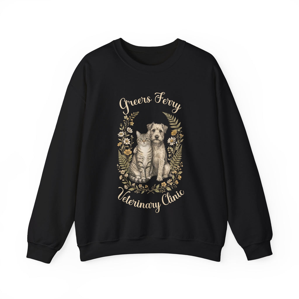 "Greers Ferry Veterinary Clinic" Cat & Dog Floral Sweatshirt 1