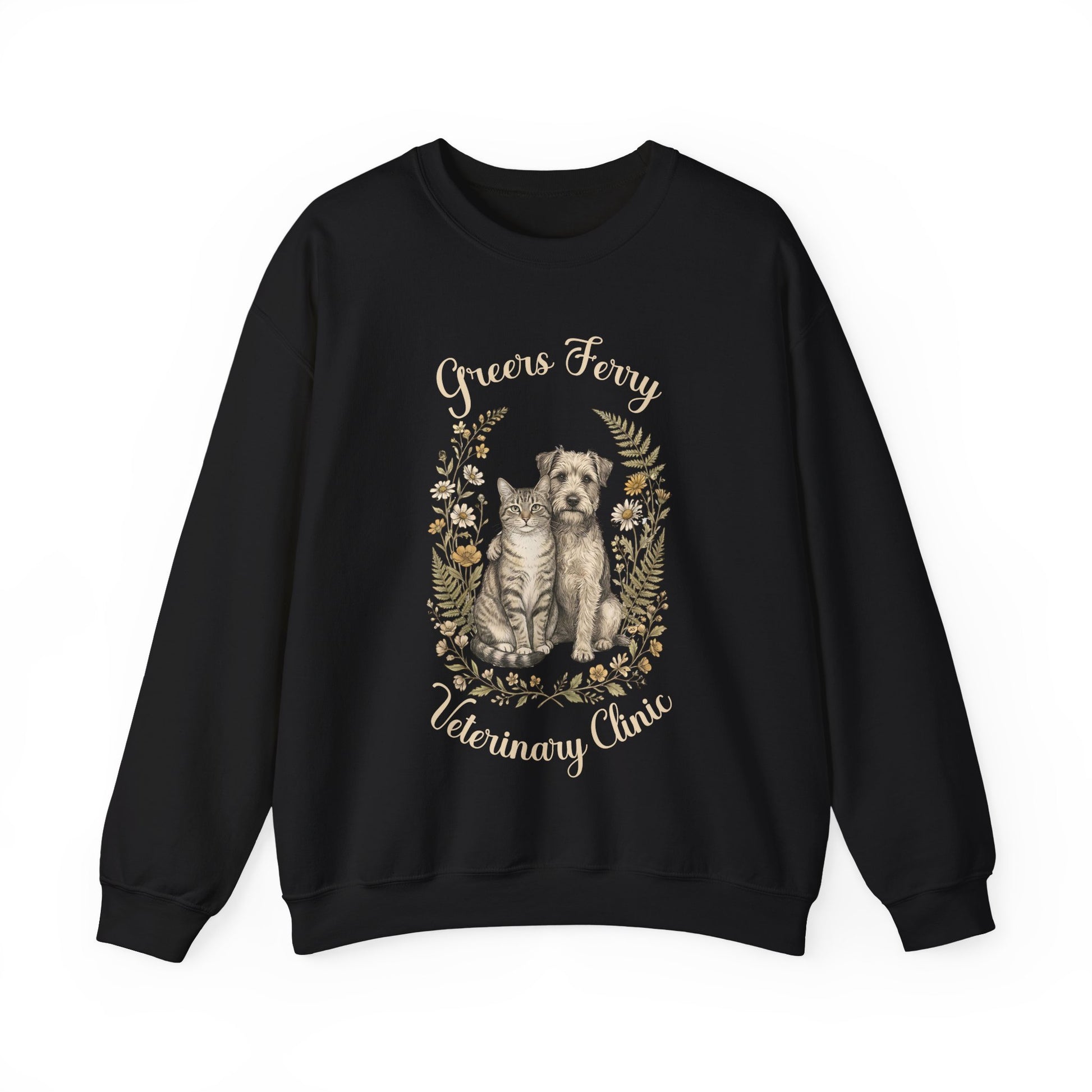 "Greers Ferry Veterinary Clinic" Cat & Dog Floral Sweatshirt 1