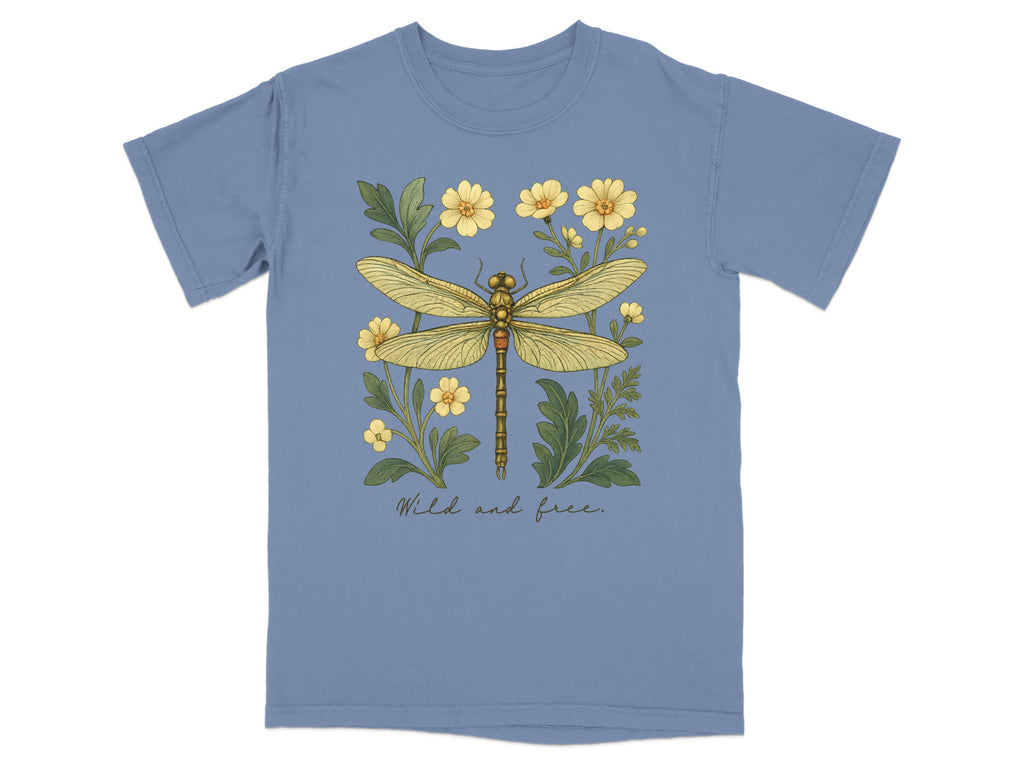 Wild and Free Dragonfly Flower Graphic T-Shirt product