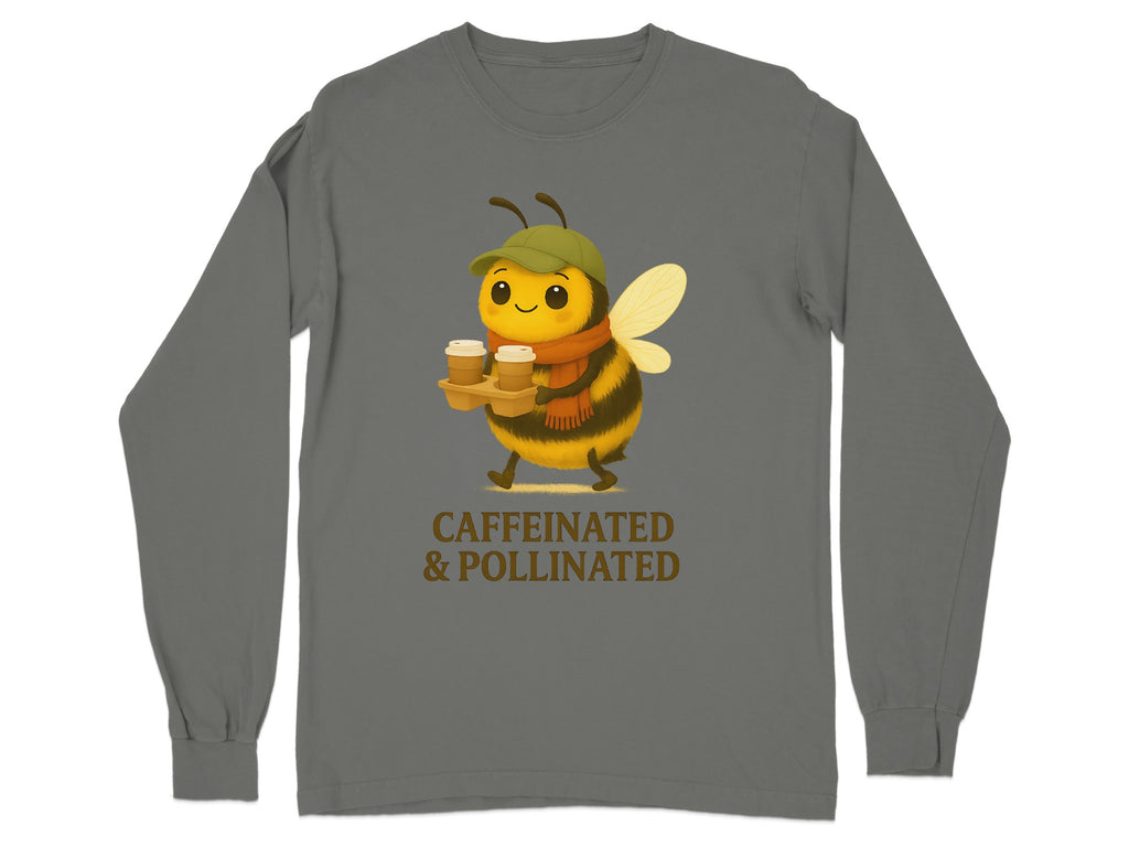 Caffeinated and Pollinated Bee Graphic Long-sleeve product