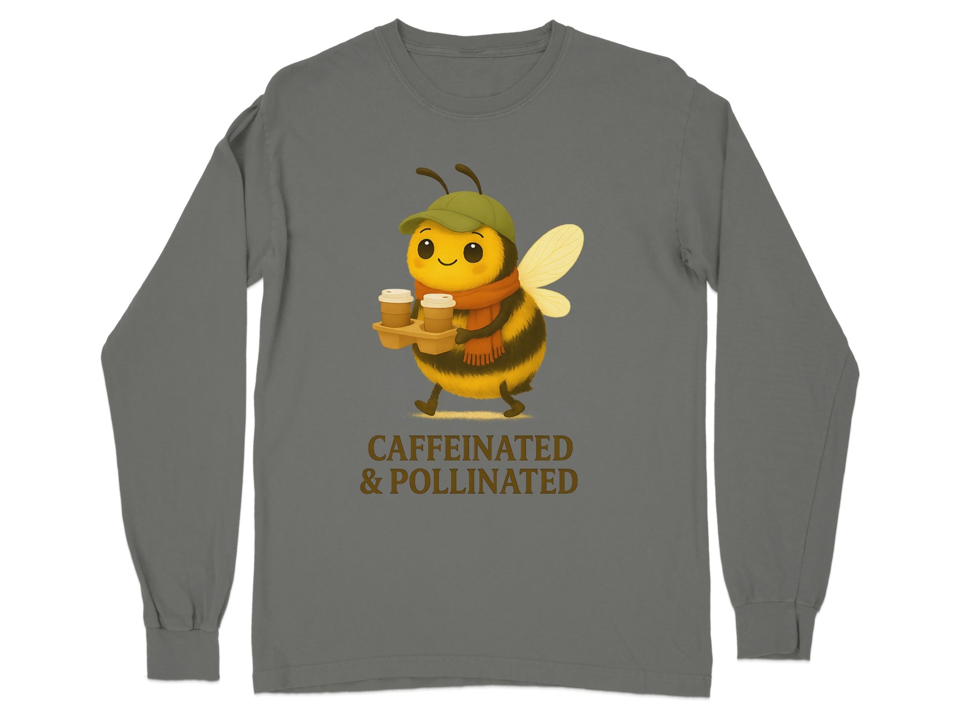 Caffeinated and Pollinated Bee Graphic Long-sleeve product