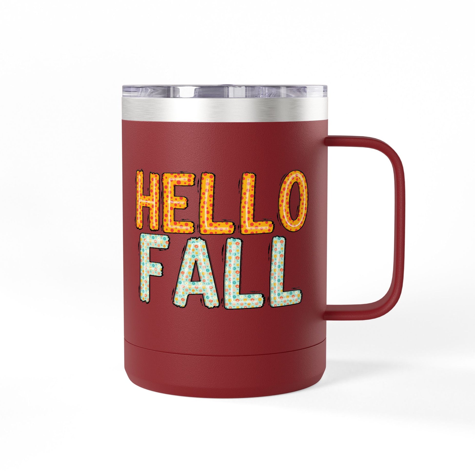 Autumn-Themed Coffee 15 oz. Mug Tumbler - Hello Fall, for Coffee Tea or Alcoholic Beverage Lovers, Fall Holiday Decor, Pumpkin Spice Enthusiasts
