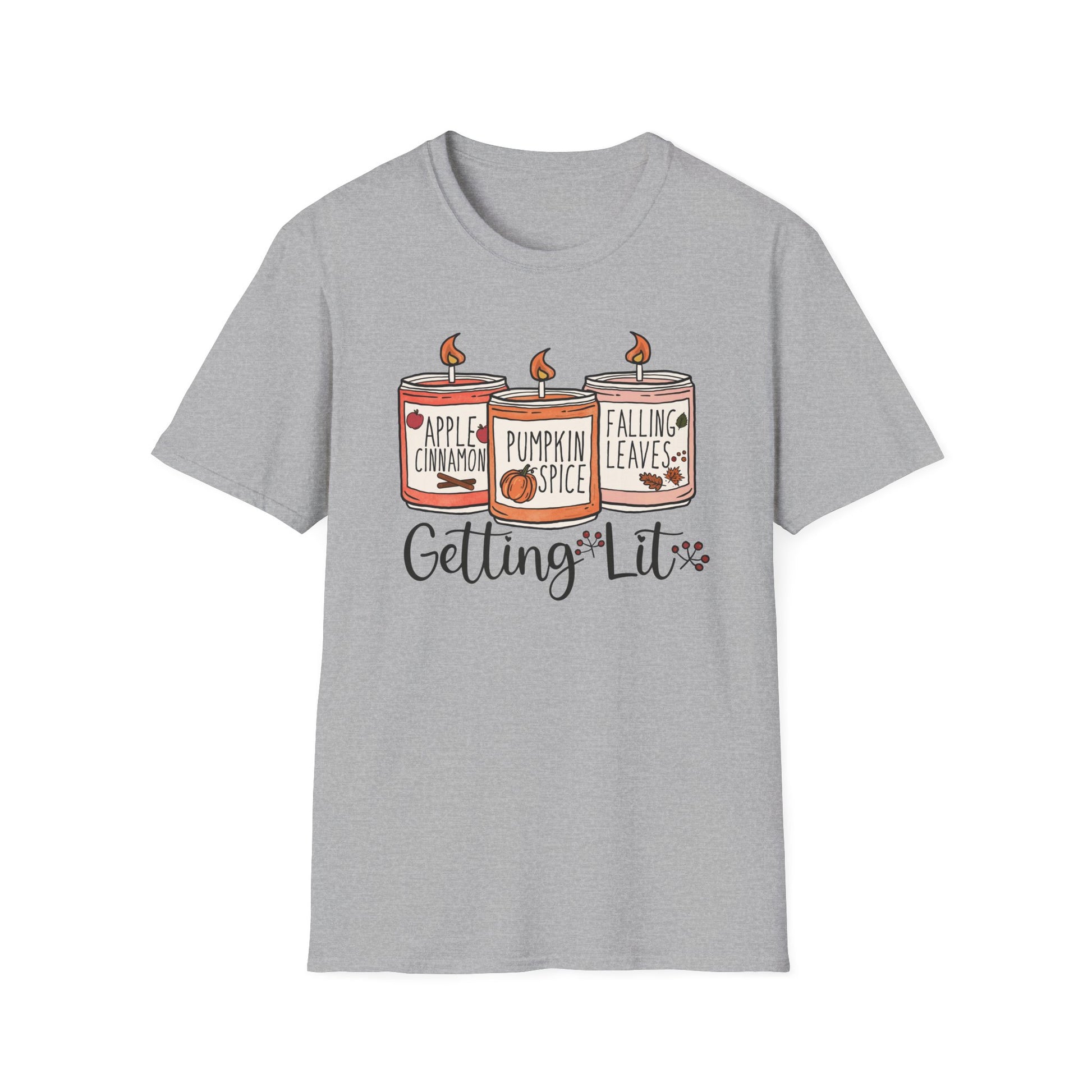 Funny Fall Candle Getting Lit T-Shirt Autumn Unisex Jersey Short Sleeve Holiday Graphic Tee