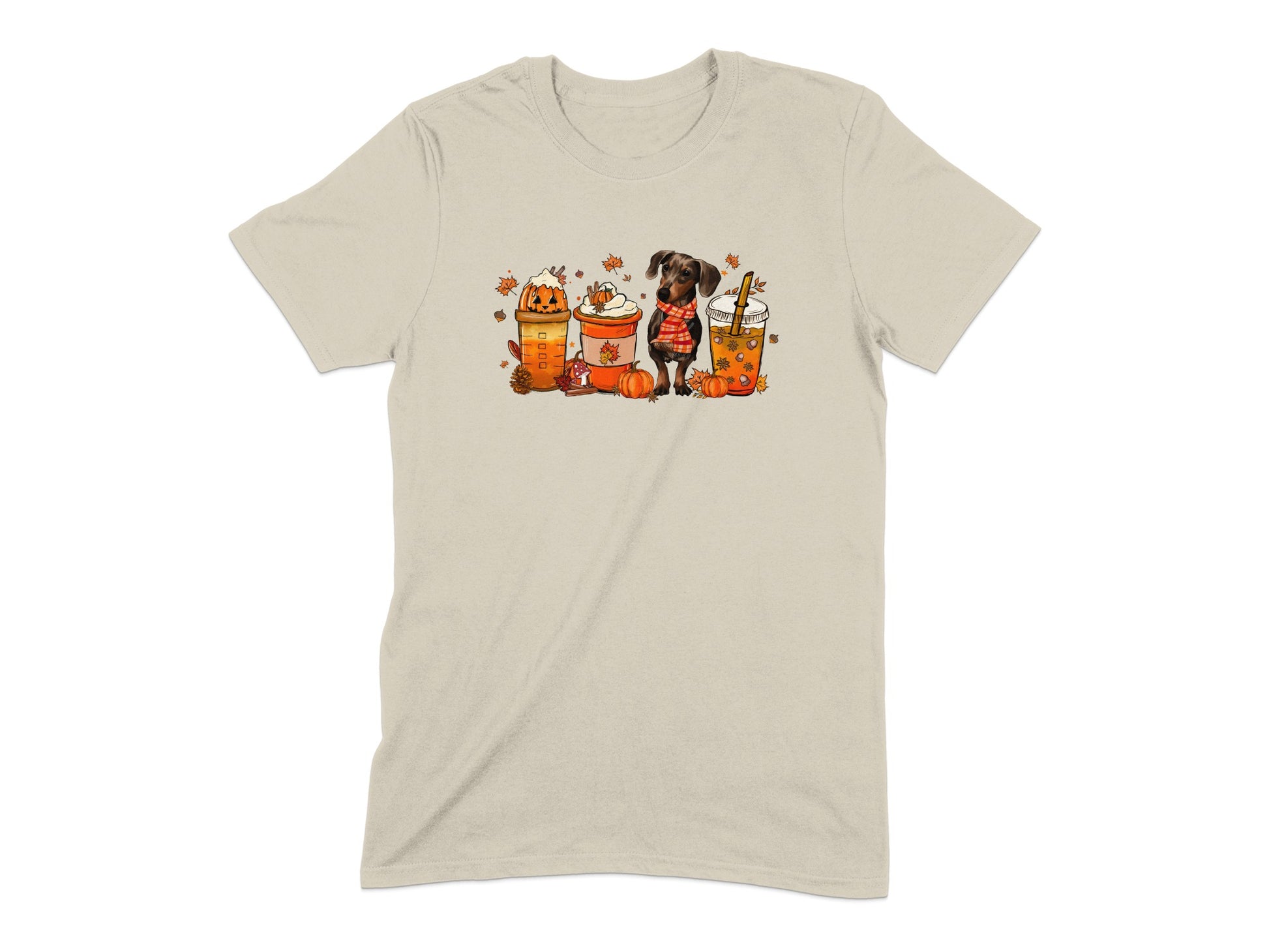 Pumpkin Spice Latte Dog Autumn Vibes Graphic T-Shirt
