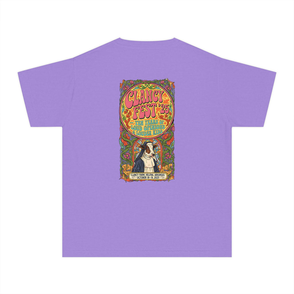Custom ClancyFest 25 Youth Mid-Weight 100% Cotton Comfort Colors Tee, Kids XS-XL