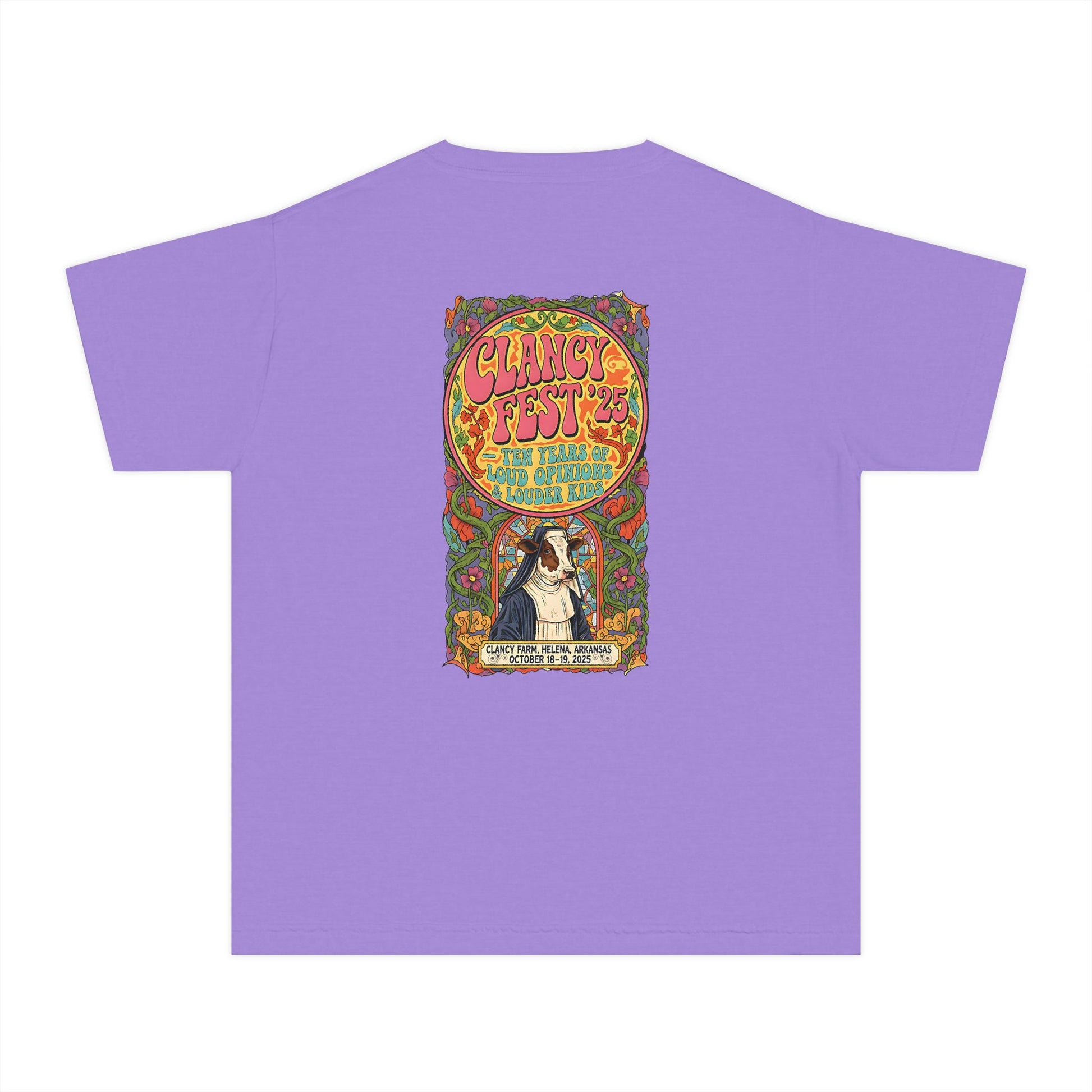 Custom ClancyFest 25 Youth Mid-Weight 100% Cotton Comfort Colors Tee, Kids XS-XL
