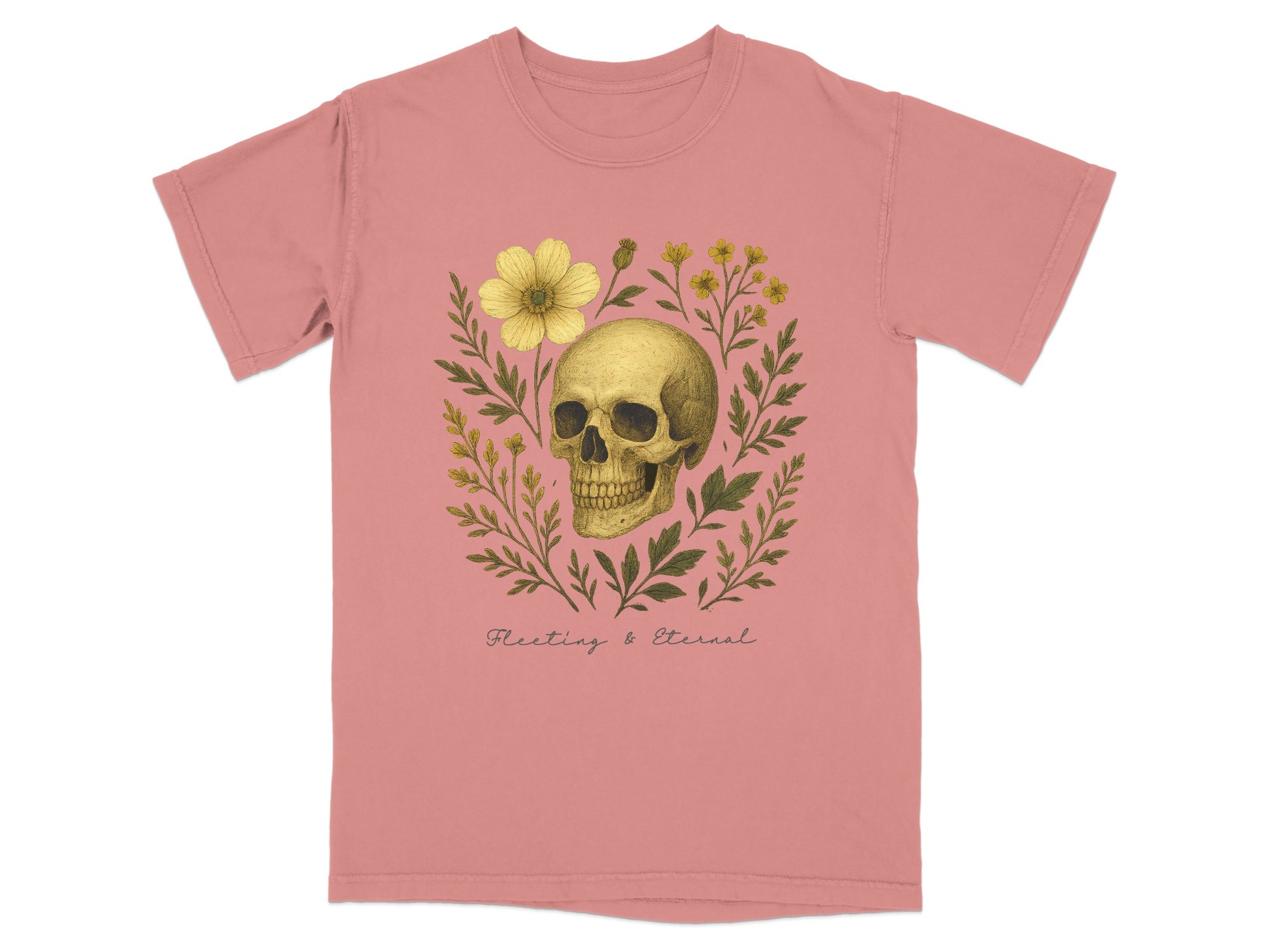 Skull and Floral Design Fleeting & Eternal T-Shirt product type