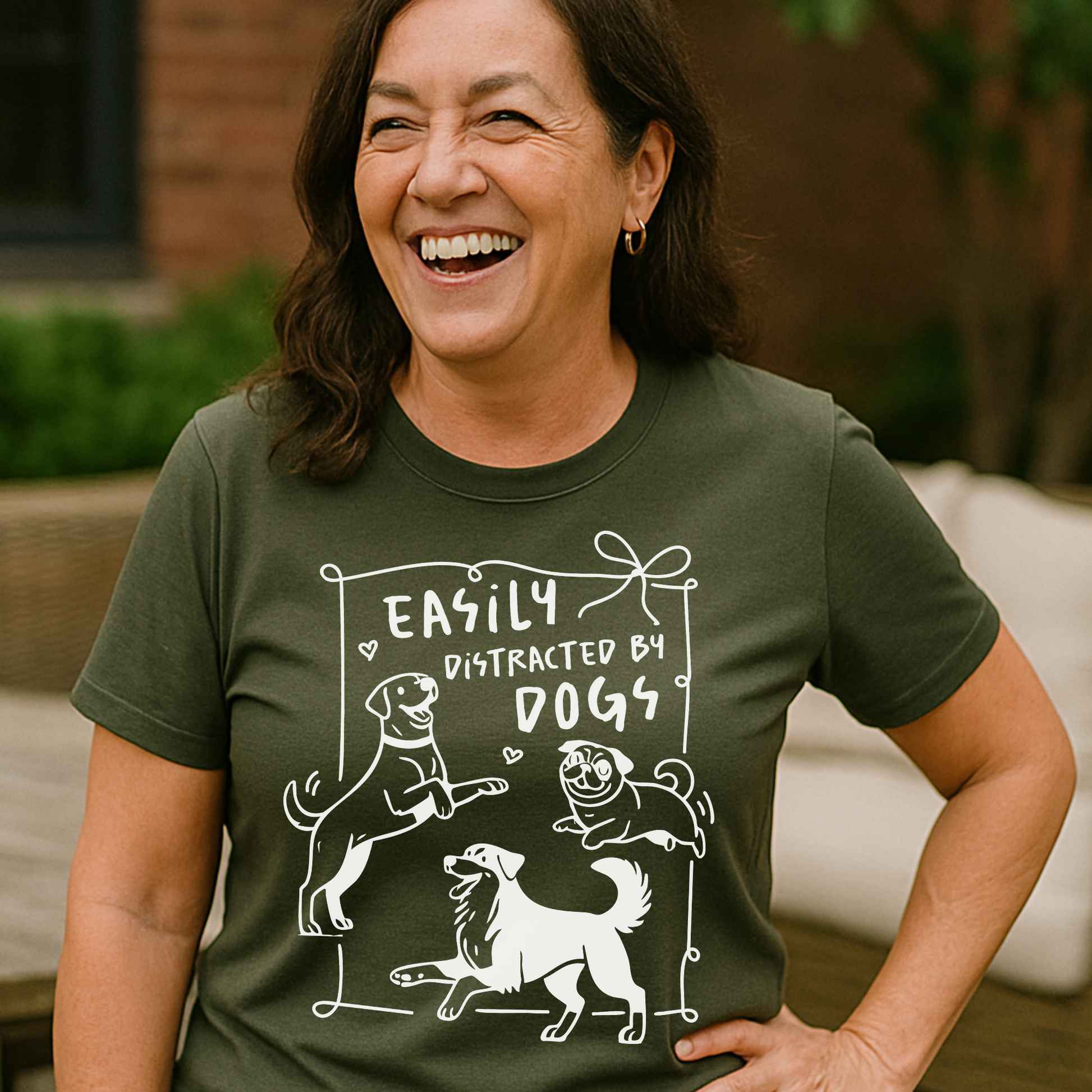 Dog Lover Shirt – Easily Distracted by Dogs Dog Mom or Dad fur Baby Mama T-Shirt XS-5X