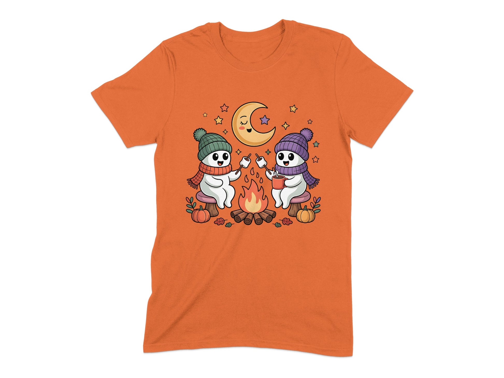 Halloween Ghosts Campfire Scene Orange Shirt product