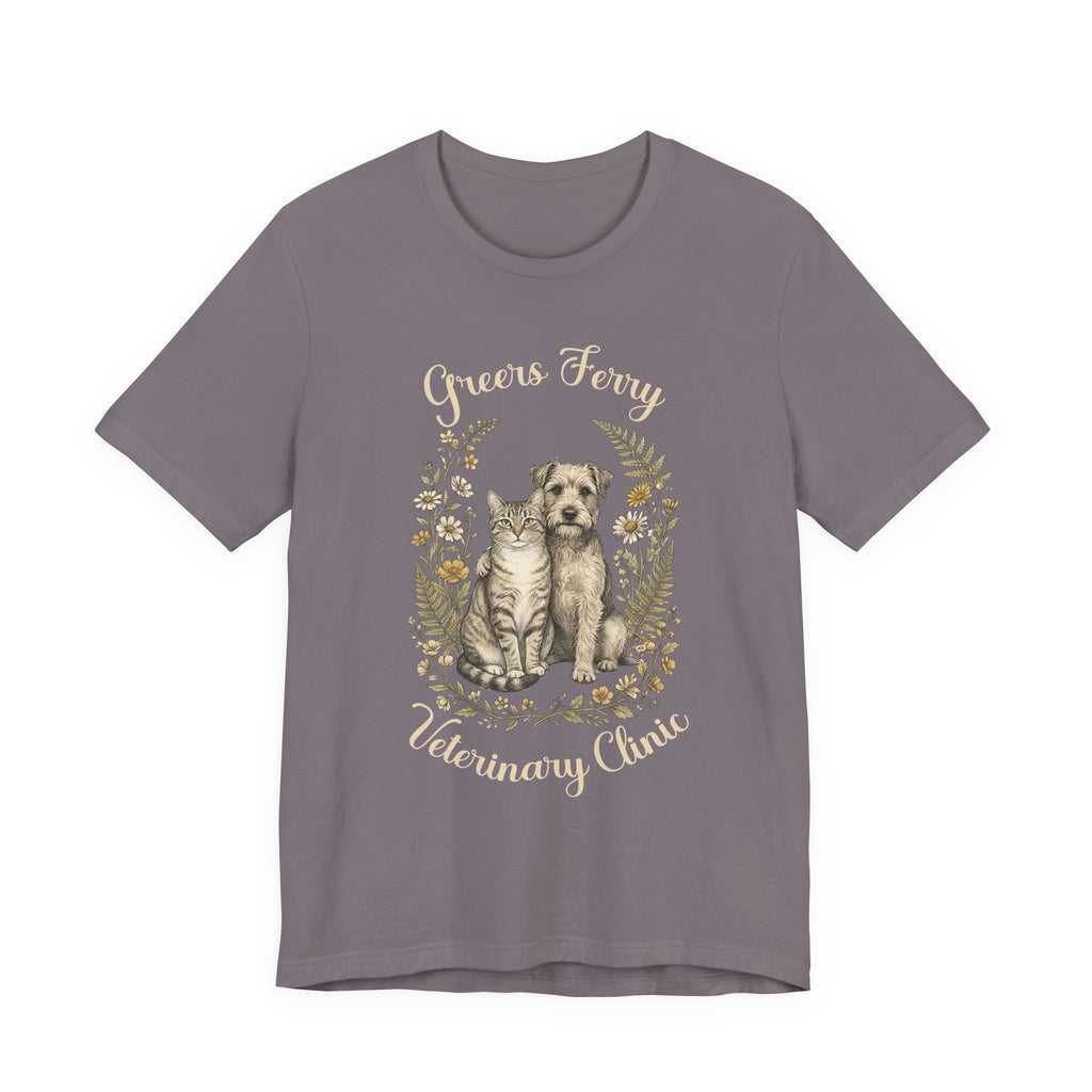 "Greers Ferry Veterinary Clinic" Cat & Dog Floral T-Shirt 1