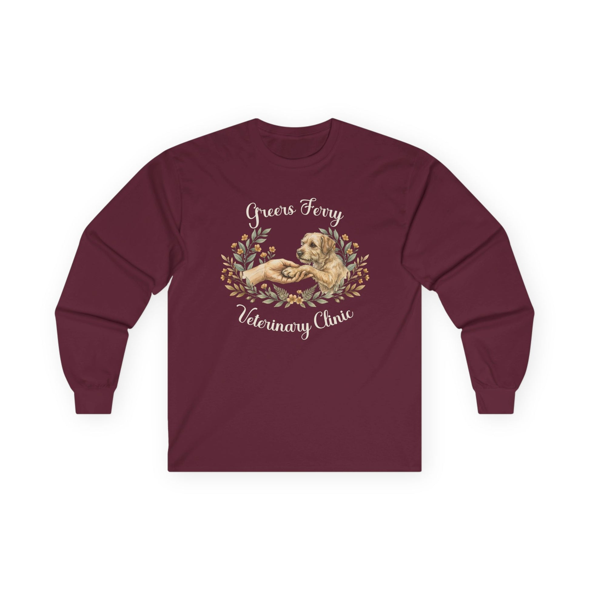 "Greers Ferry Veterinary Clinic" Cat & Dog Floral Long sleeve T-Shirt 2